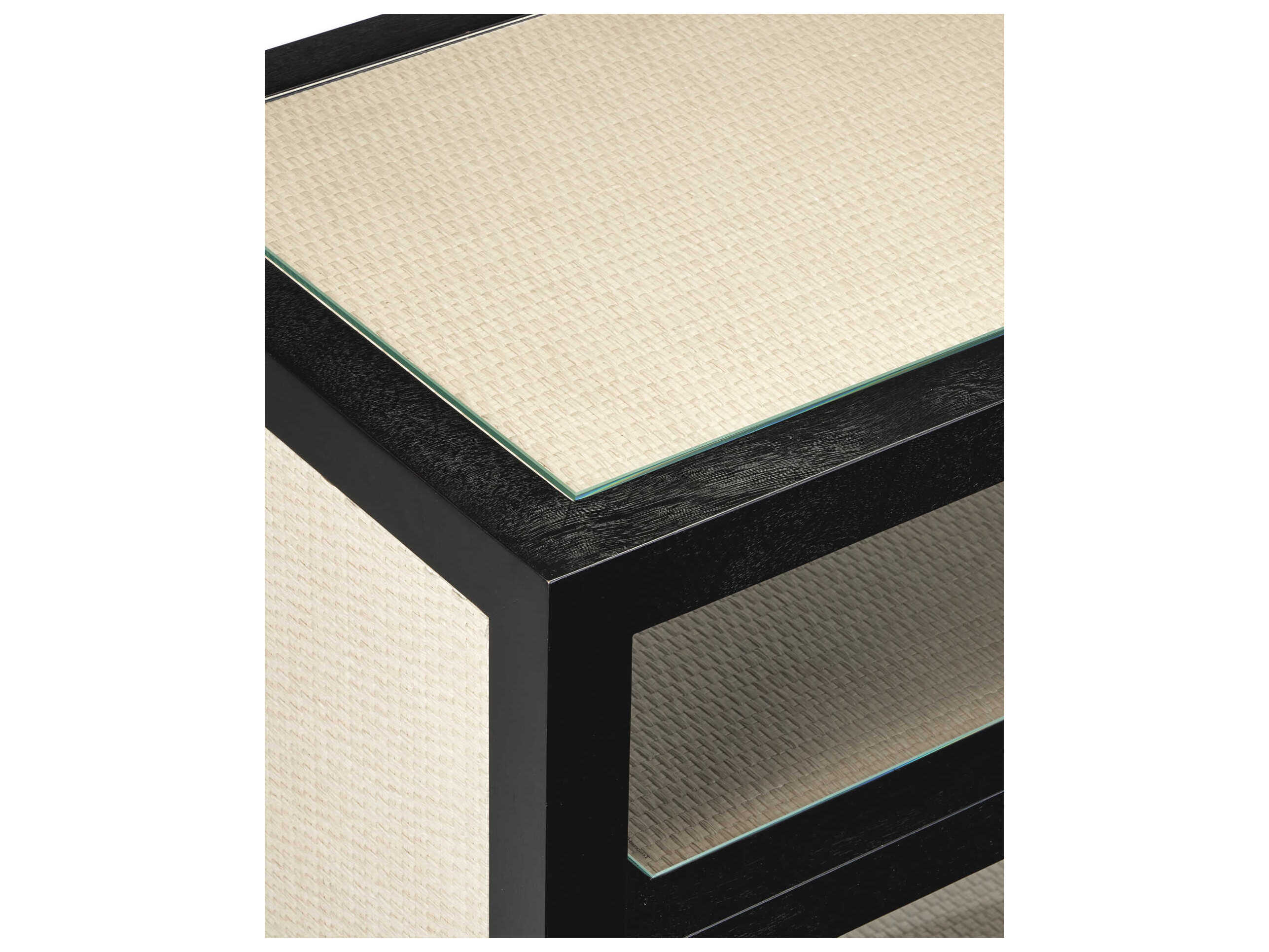 Currey & Company Deanna Rectangular Glass Ivory Black Brushed Brass Console Table