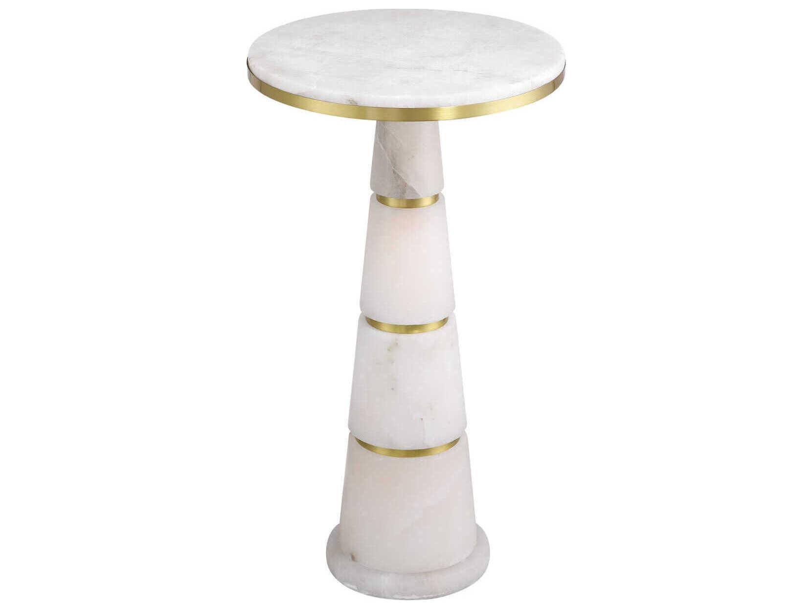 Currey & Company Eleanora Round Stone Natural Brass End Table