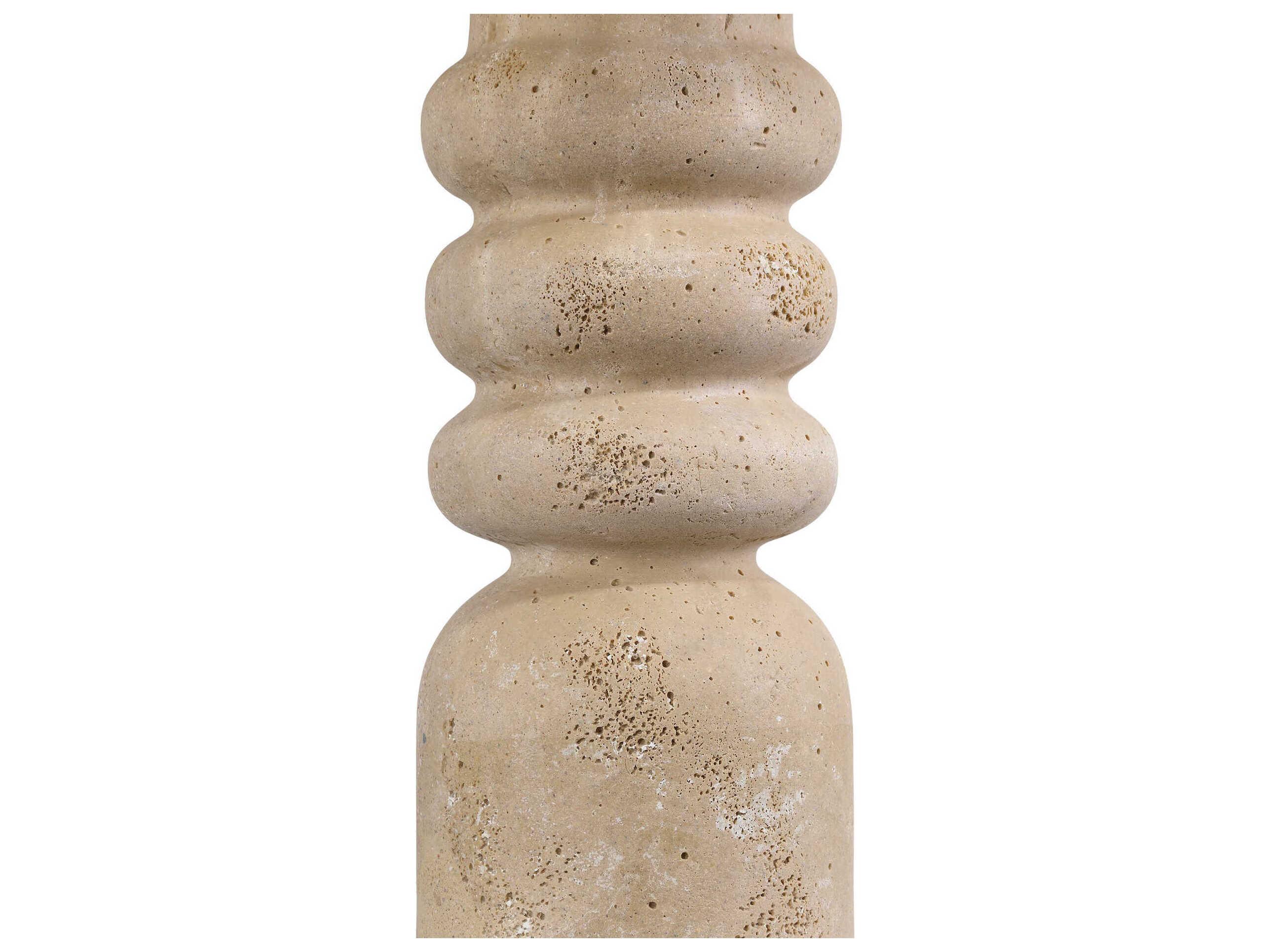 Currey & Company Rocco Round Concrete Beige End Table