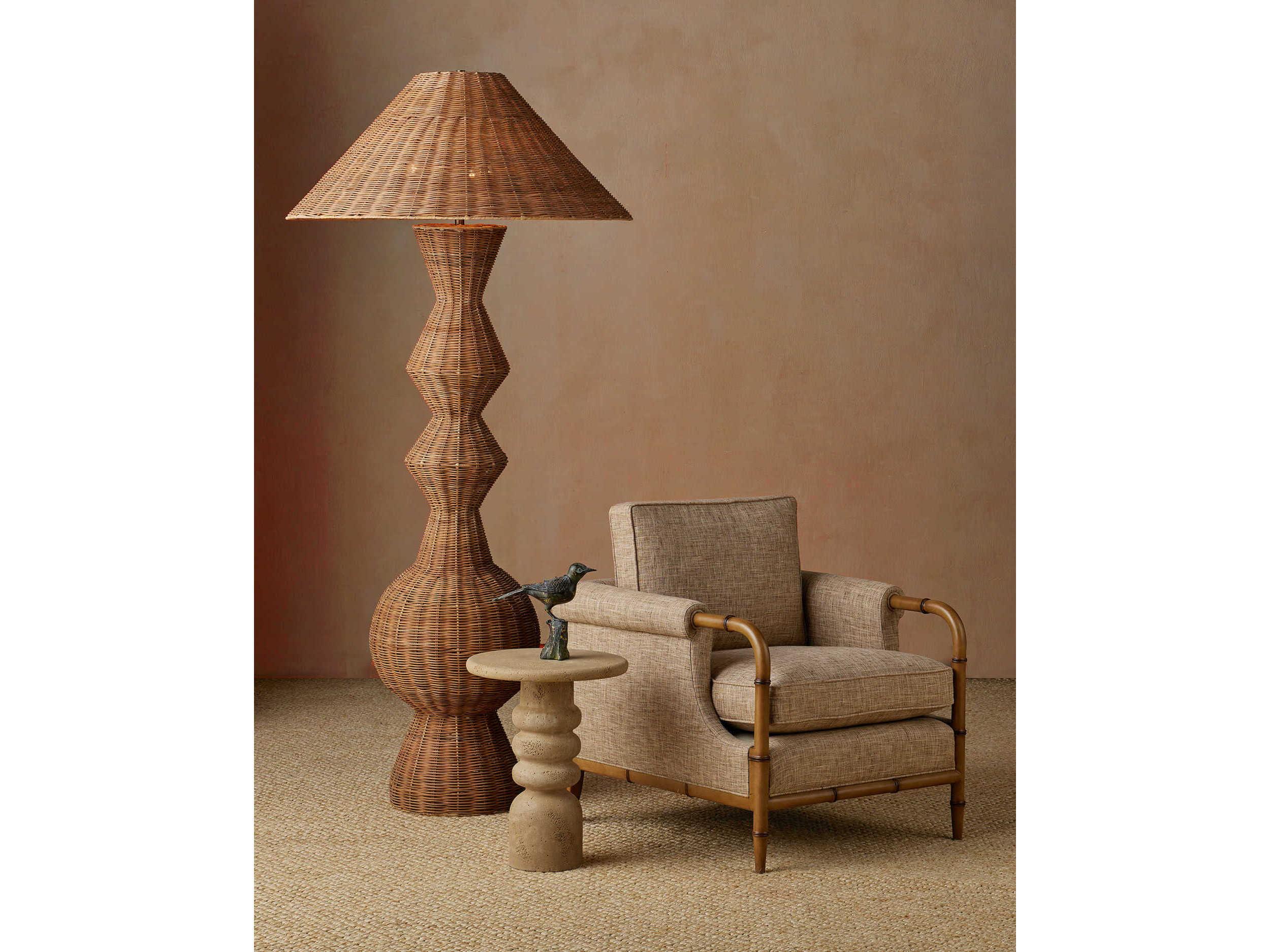 Currey & Company Rocco Round Concrete Beige End Table