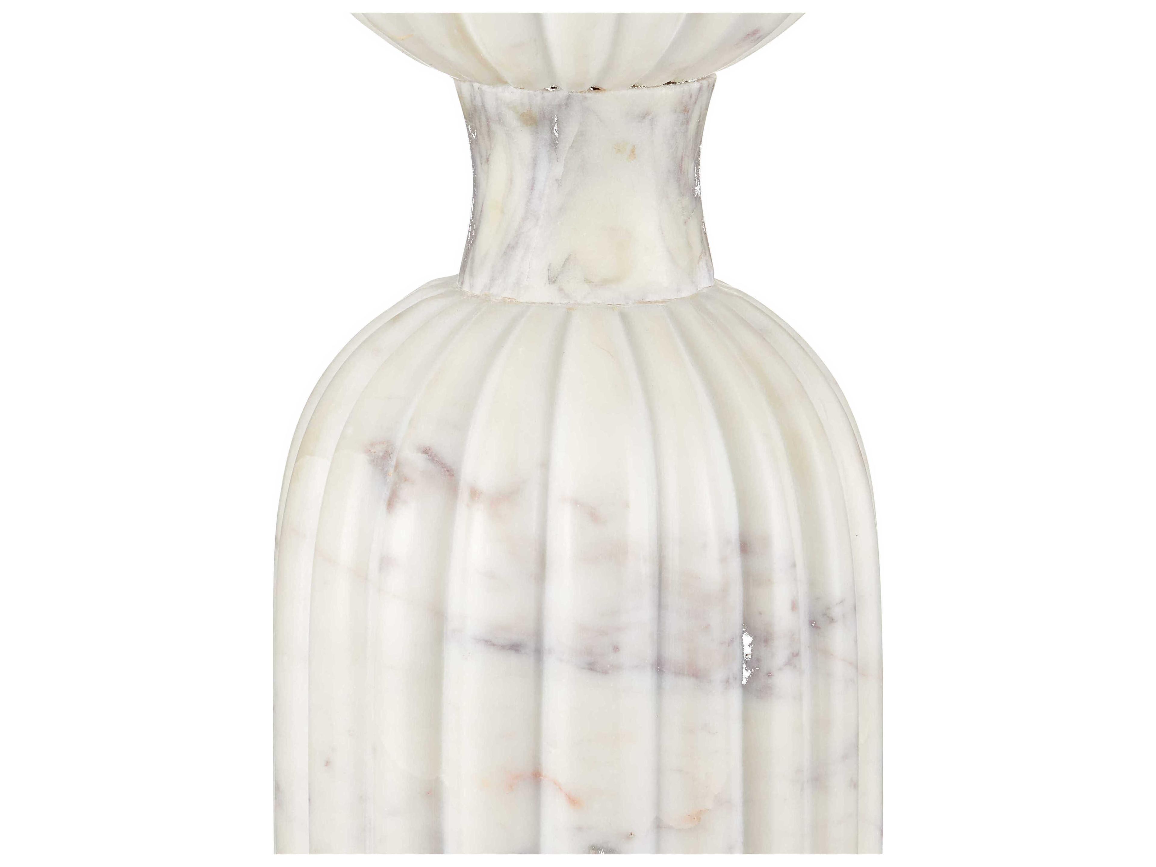 Currey & Company Passementerie Round Marble Natural White End Table