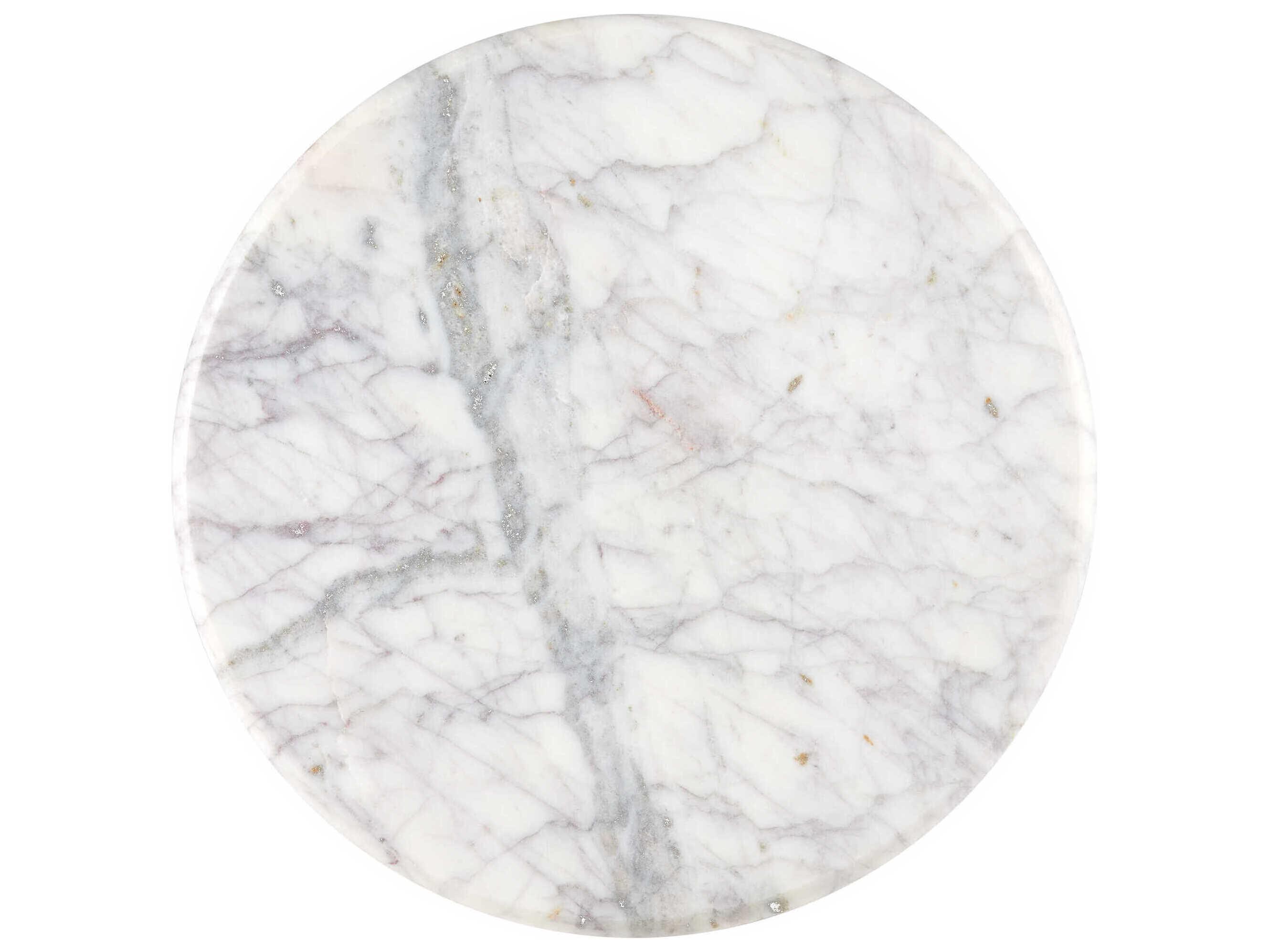 Currey & Company Passementerie Round Marble Natural White End Table