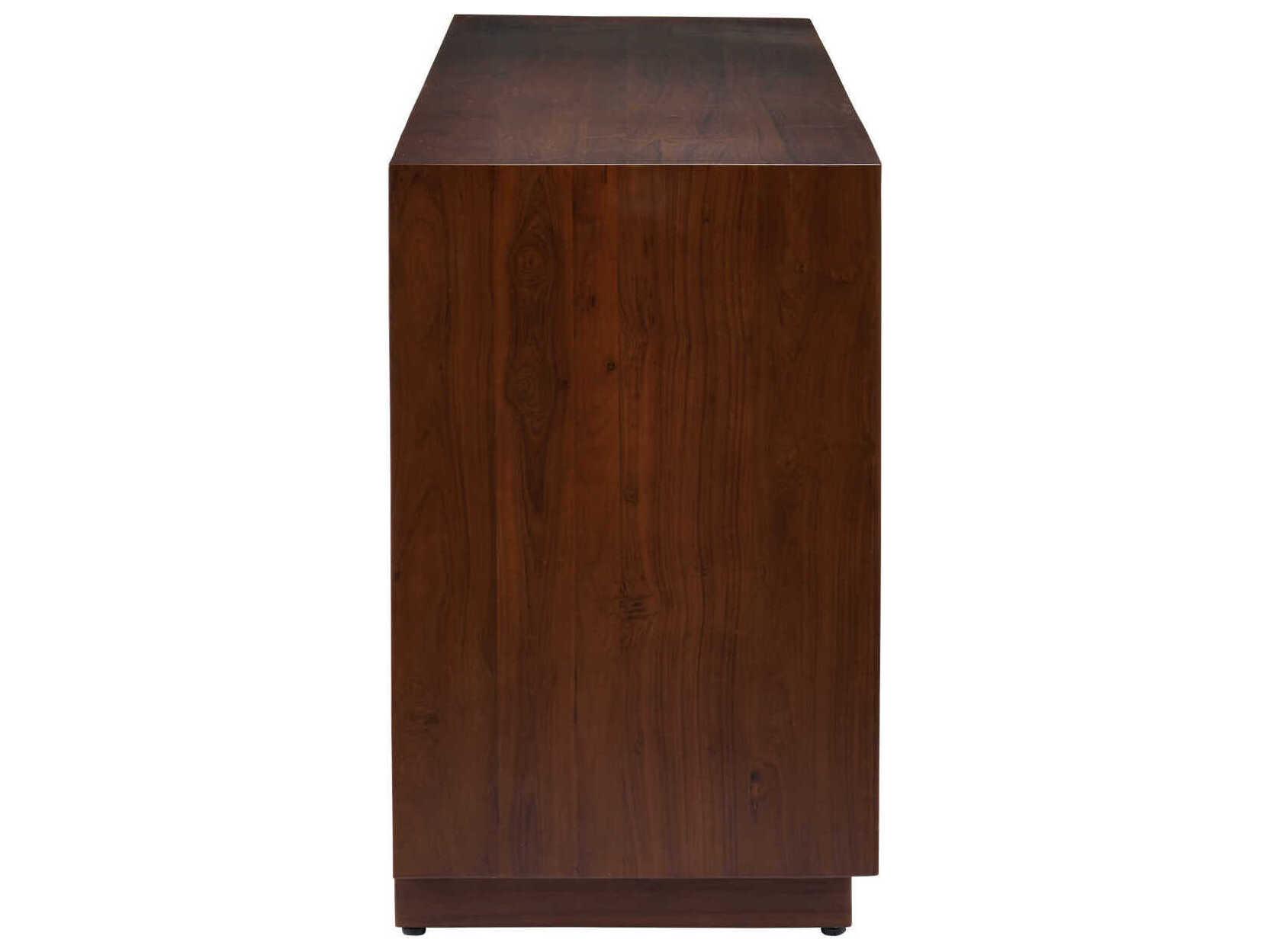 Currey & Company Jardin 84" Walnut Anqtiue Brass Sideboard