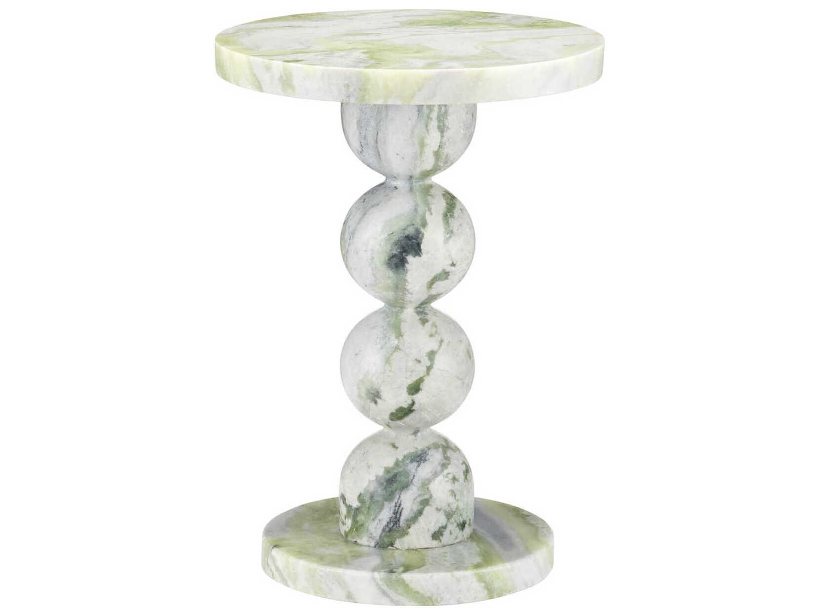 Currey & Company Turner Round Marble Natural End Table