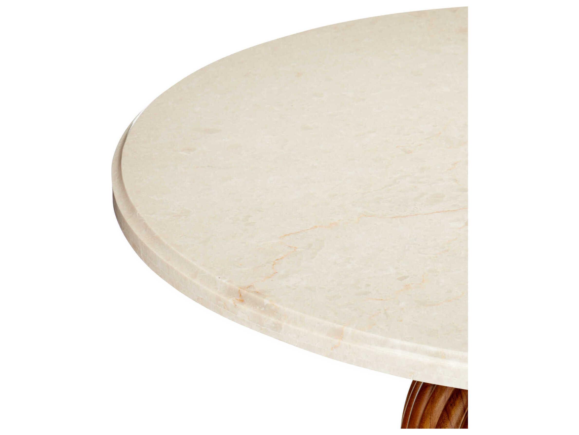 Currey & Company Tassel Round Marble Morel Brown Natural Brushed Brass End Table