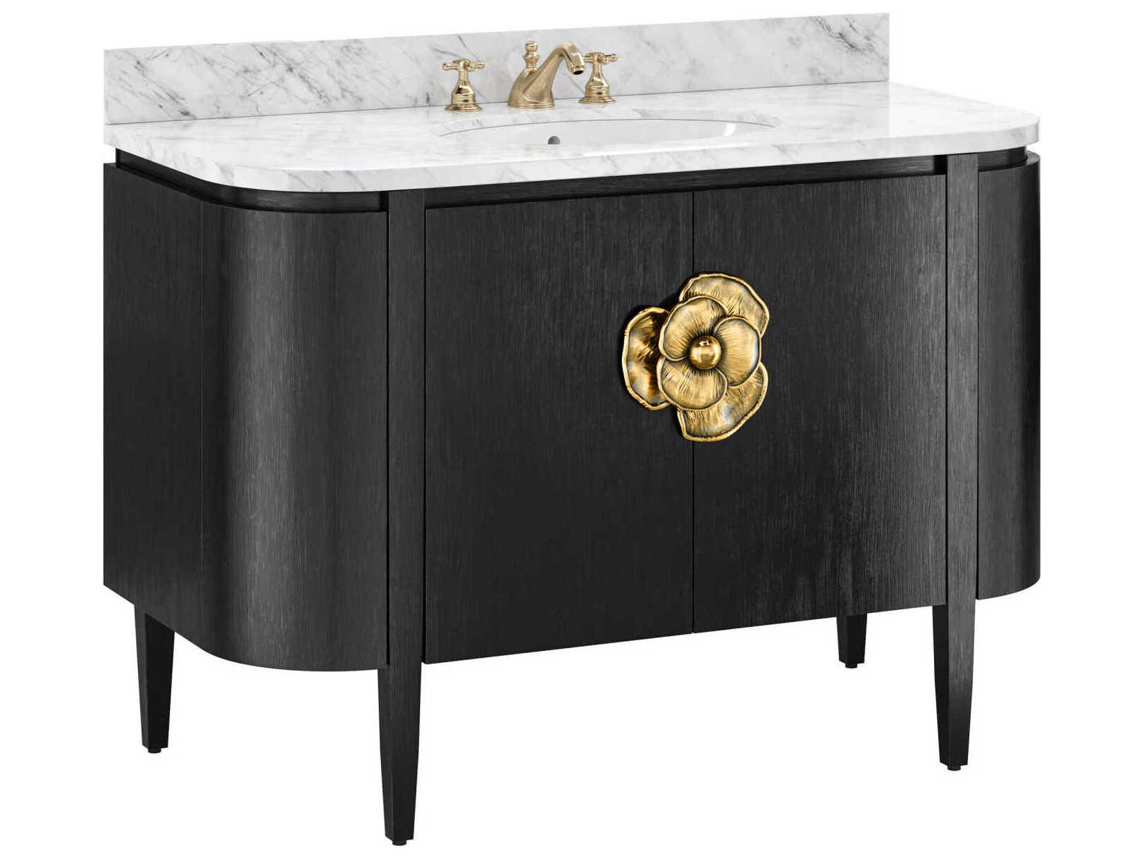Currey & Company Briallen 48" Satin Black Vanity