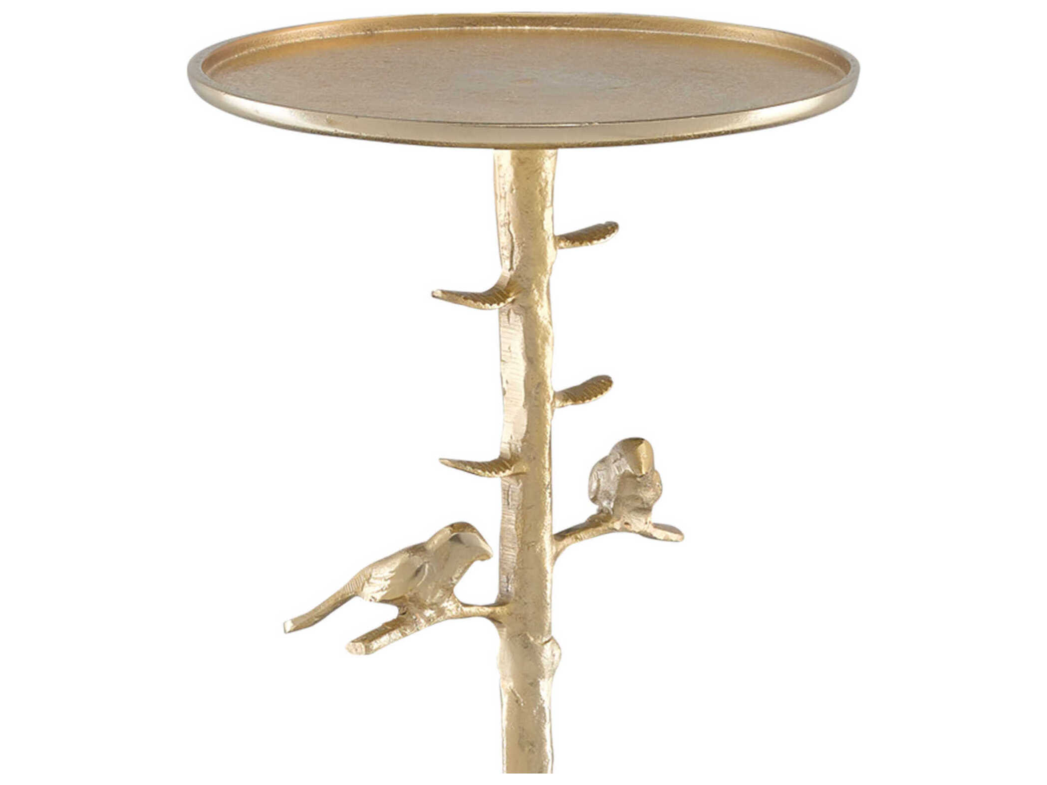 Currey & Company Piaf Round Metal Gold End Table