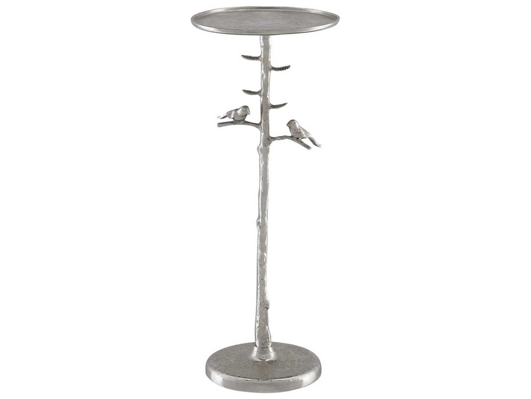 Currey & Company Piaf Round Metal Polished Nickel End Table