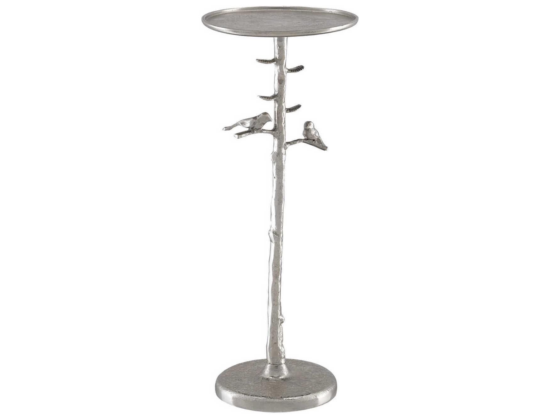 Currey & Company Piaf Round Metal Polished Nickel End Table