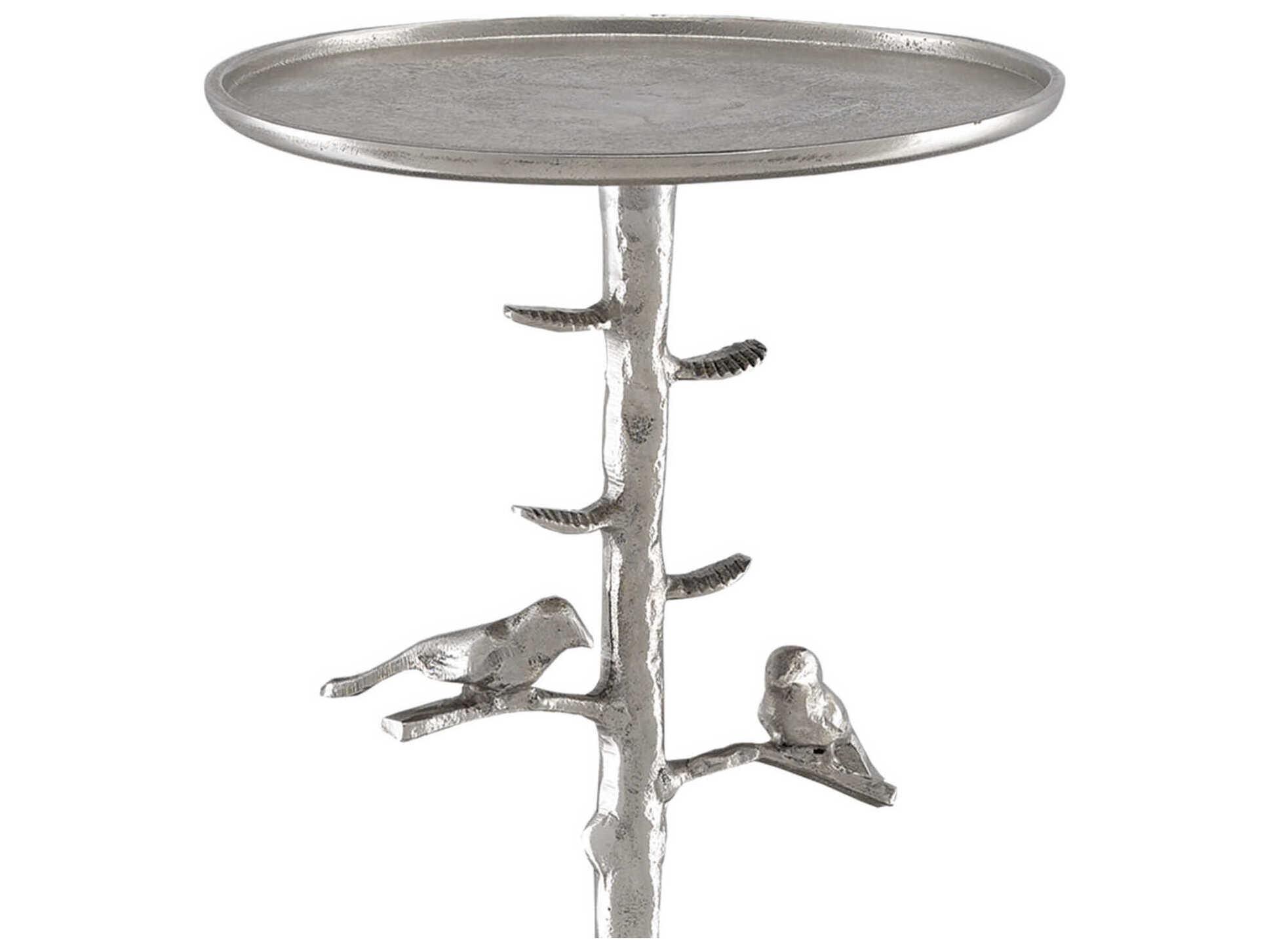 Currey & Company Piaf Round Metal Polished Nickel End Table
