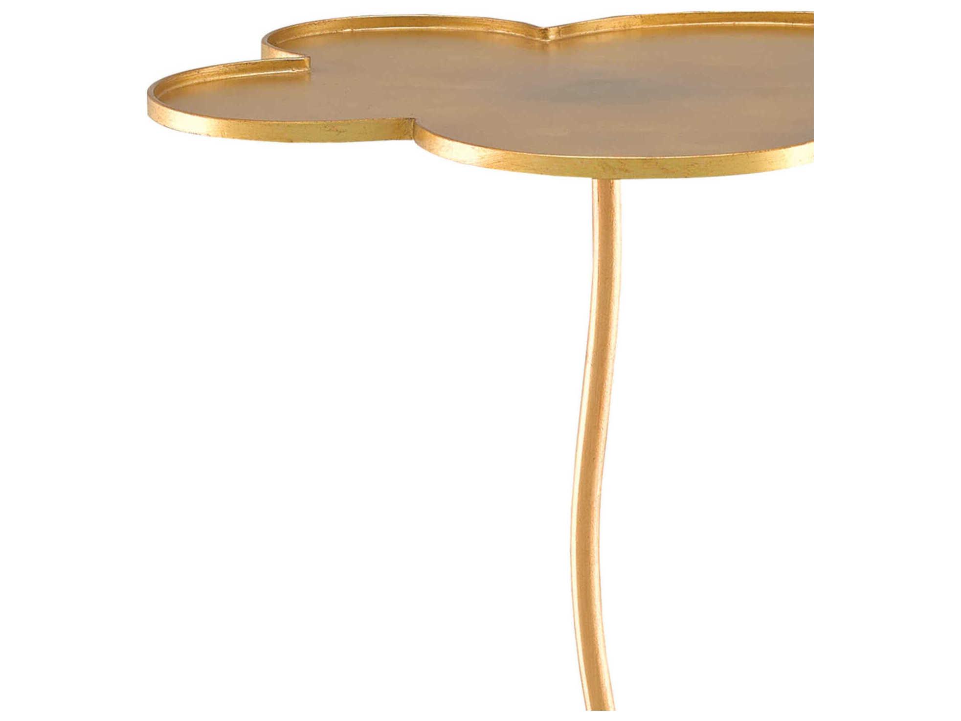 Currey & Company Fleur Metal Gold Leaf End Table