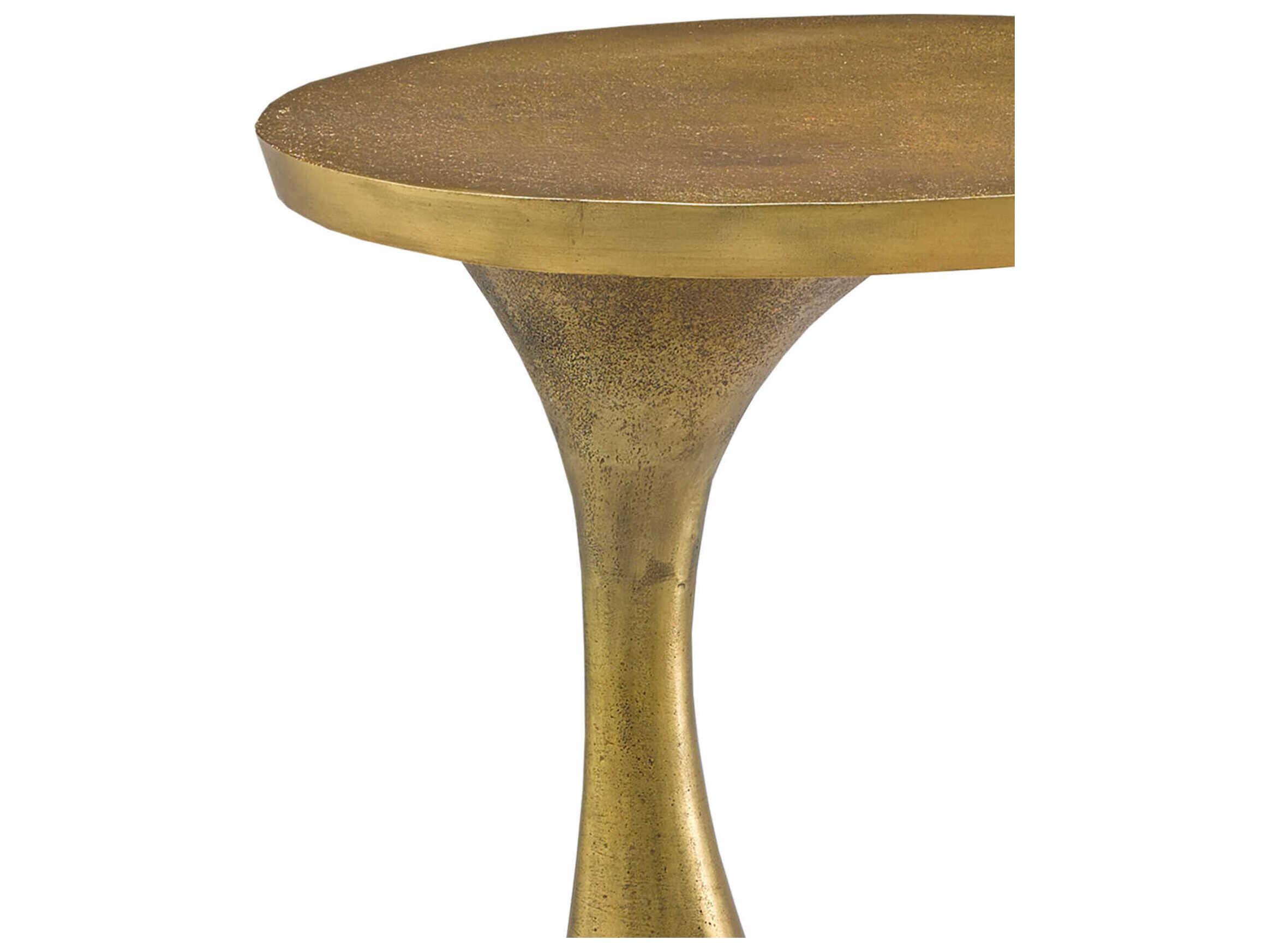 Currey & Company Ishaan Oval Metal Antique Brass End Table