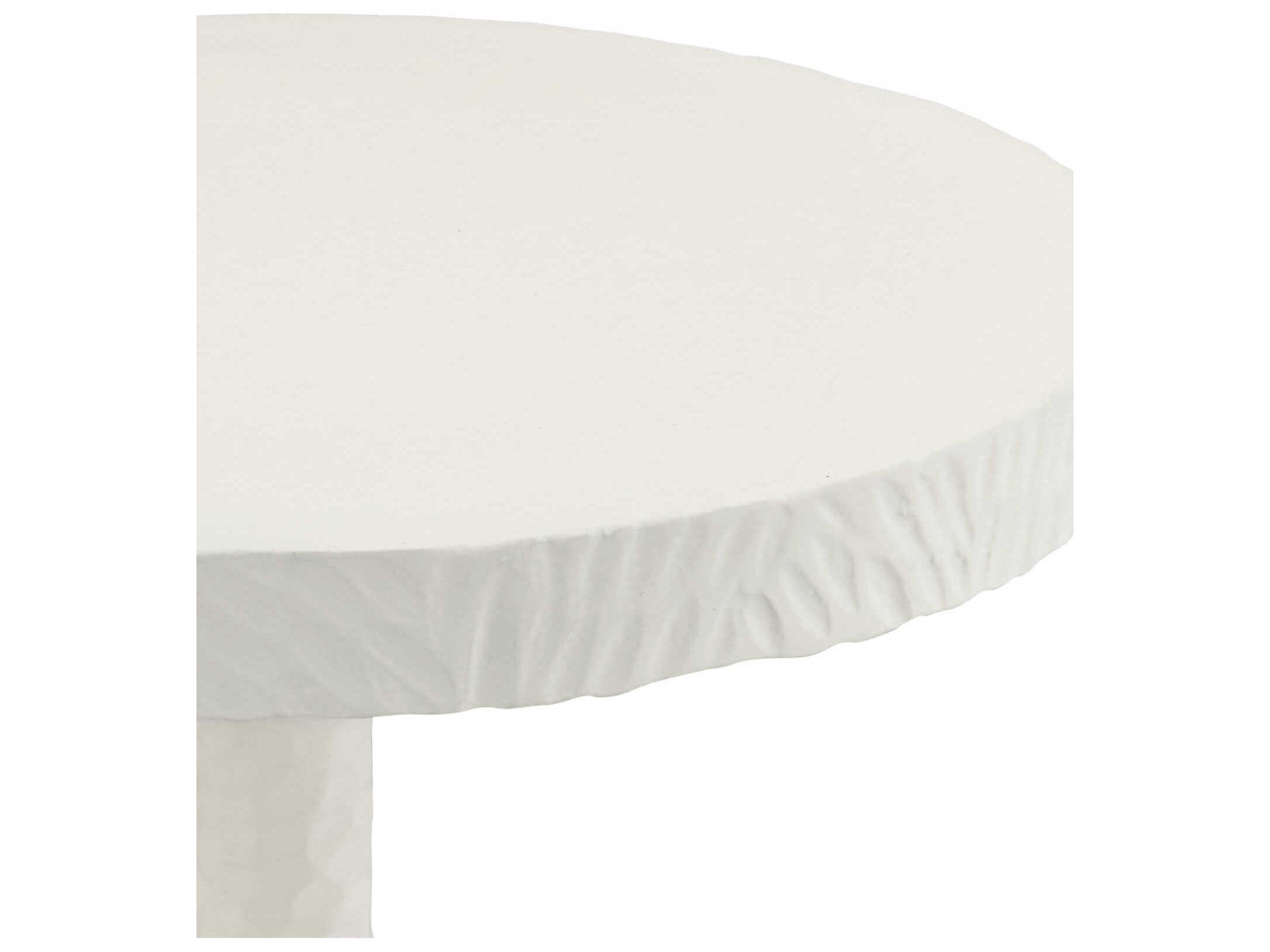 Currey & Company Gallo Round Metal Gesso White End Table