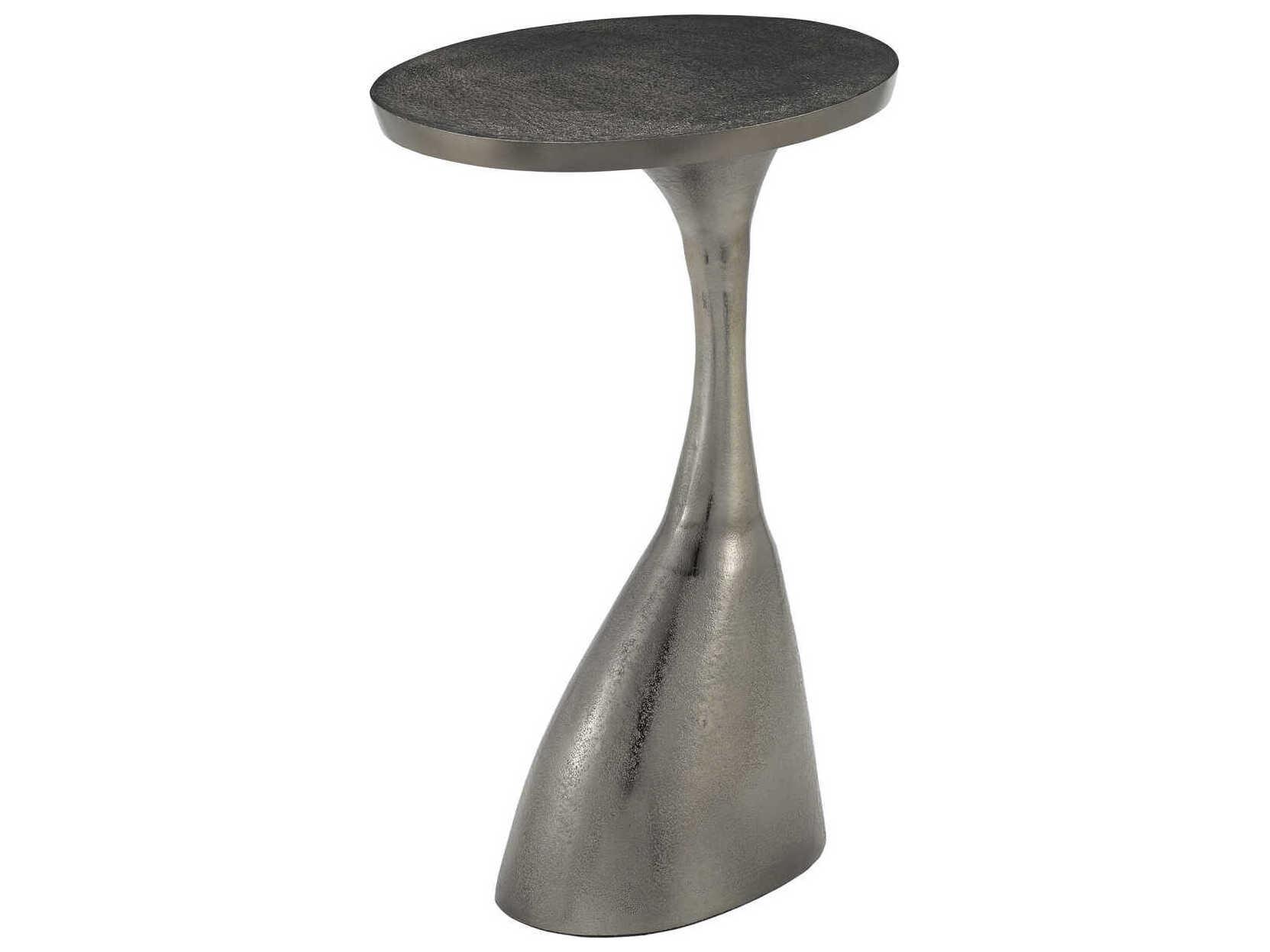 Currey & Company Ishaan Oval Metal Black Nickel End Table