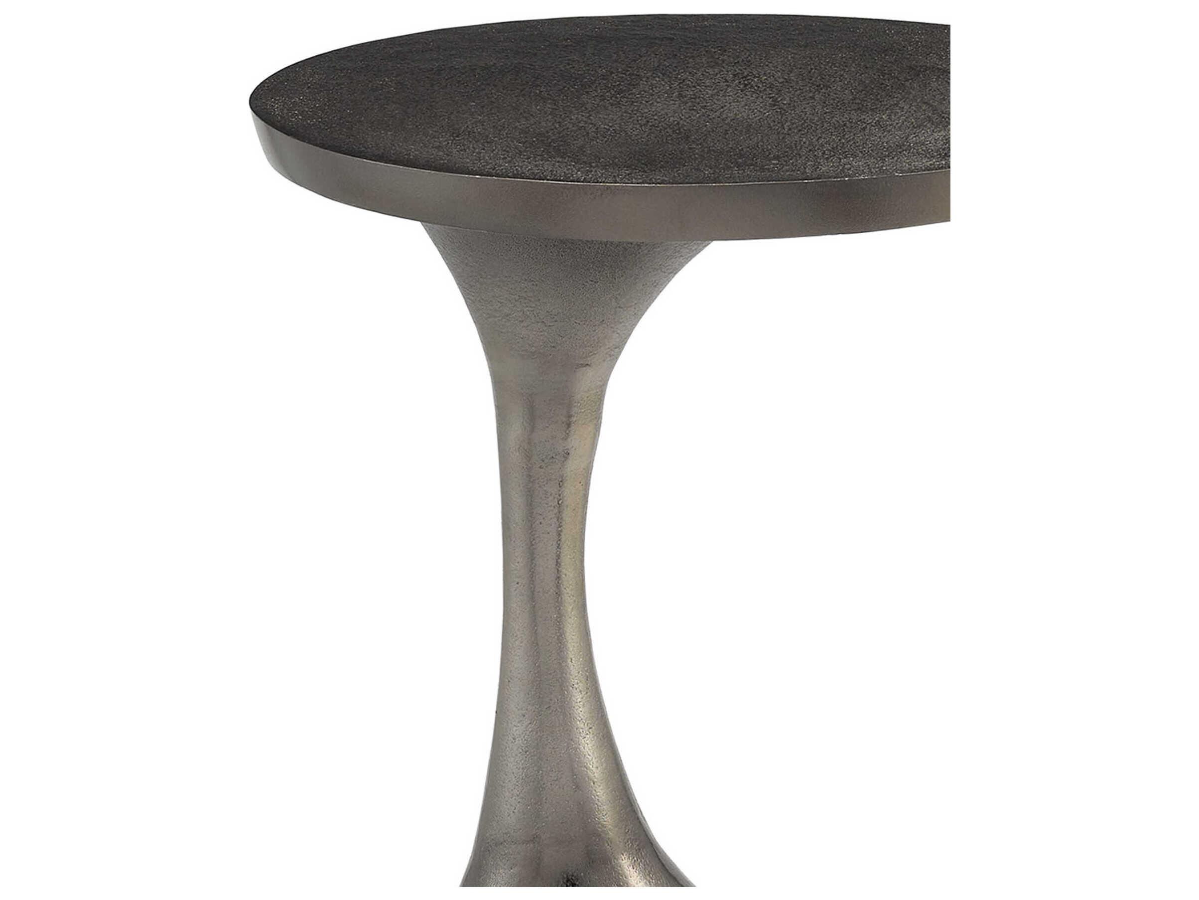 Currey & Company Ishaan Oval Metal Black Nickel End Table