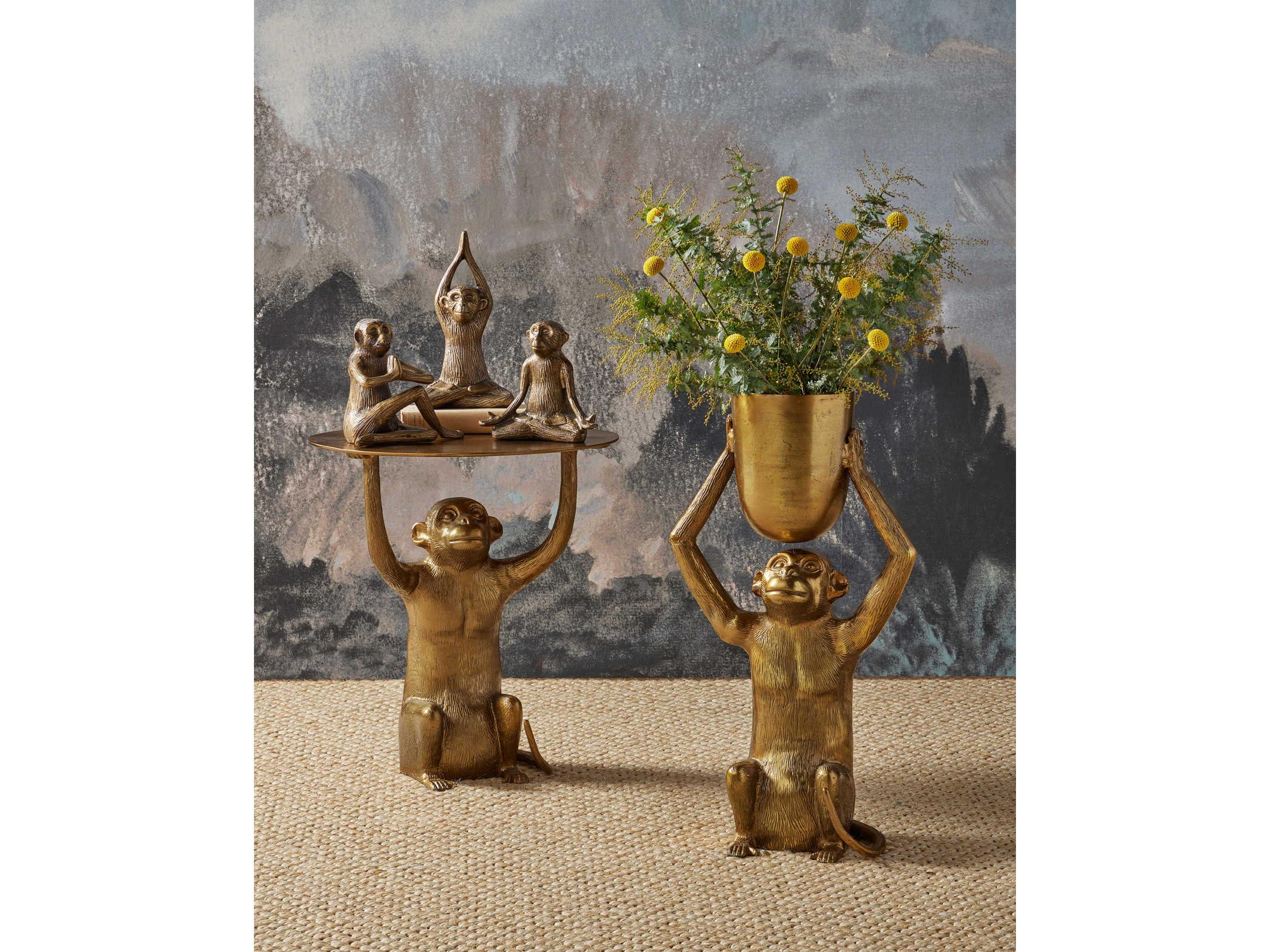 Currey & Company Abu Round Metal Antique Gold End Table