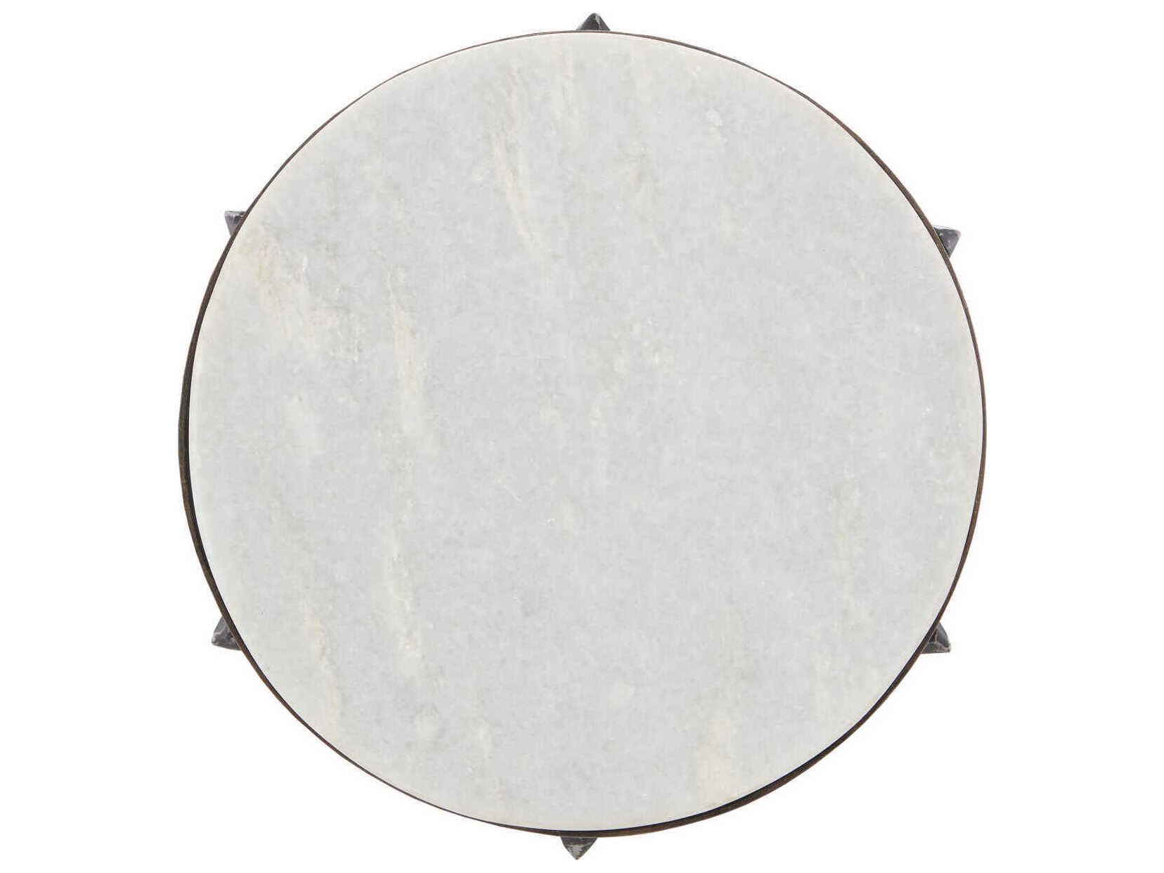 Currey & Company Helios Round Marble Antique Black White End Table