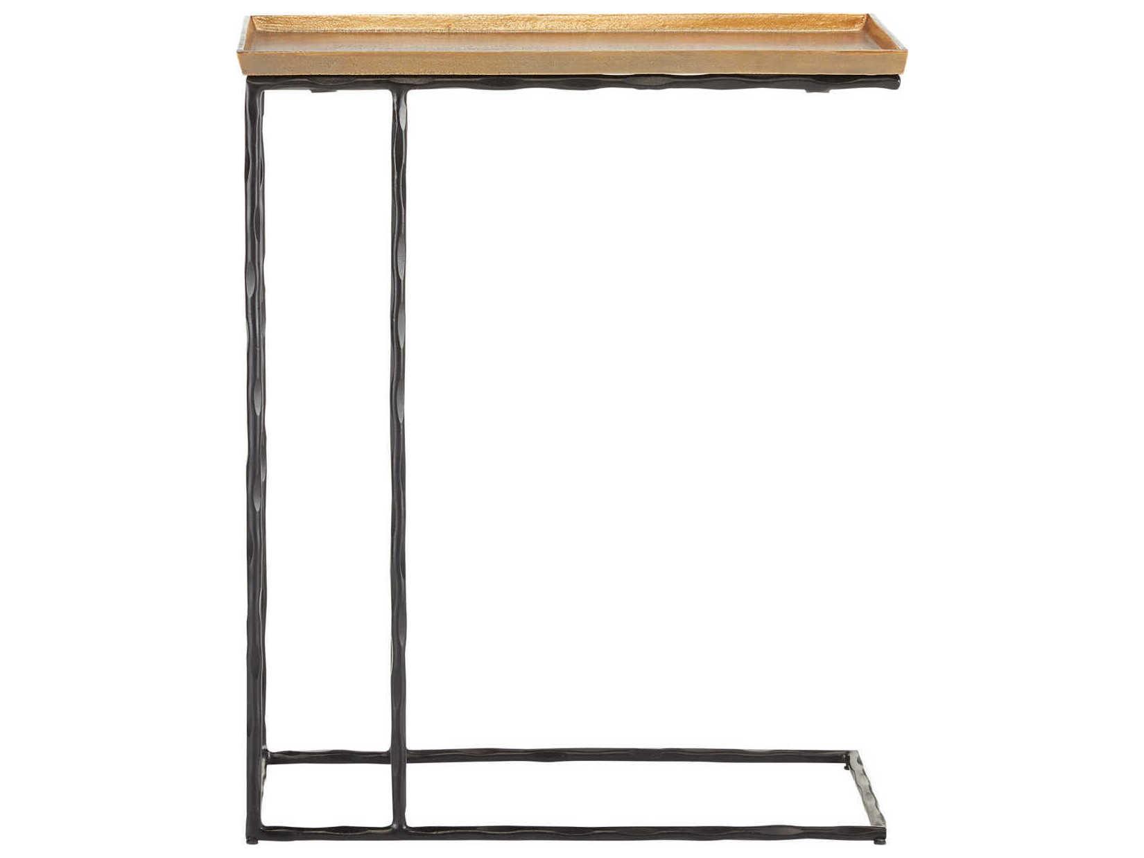 Currey & Company Boyles Rectangular Metal Antique Brass Black End Table