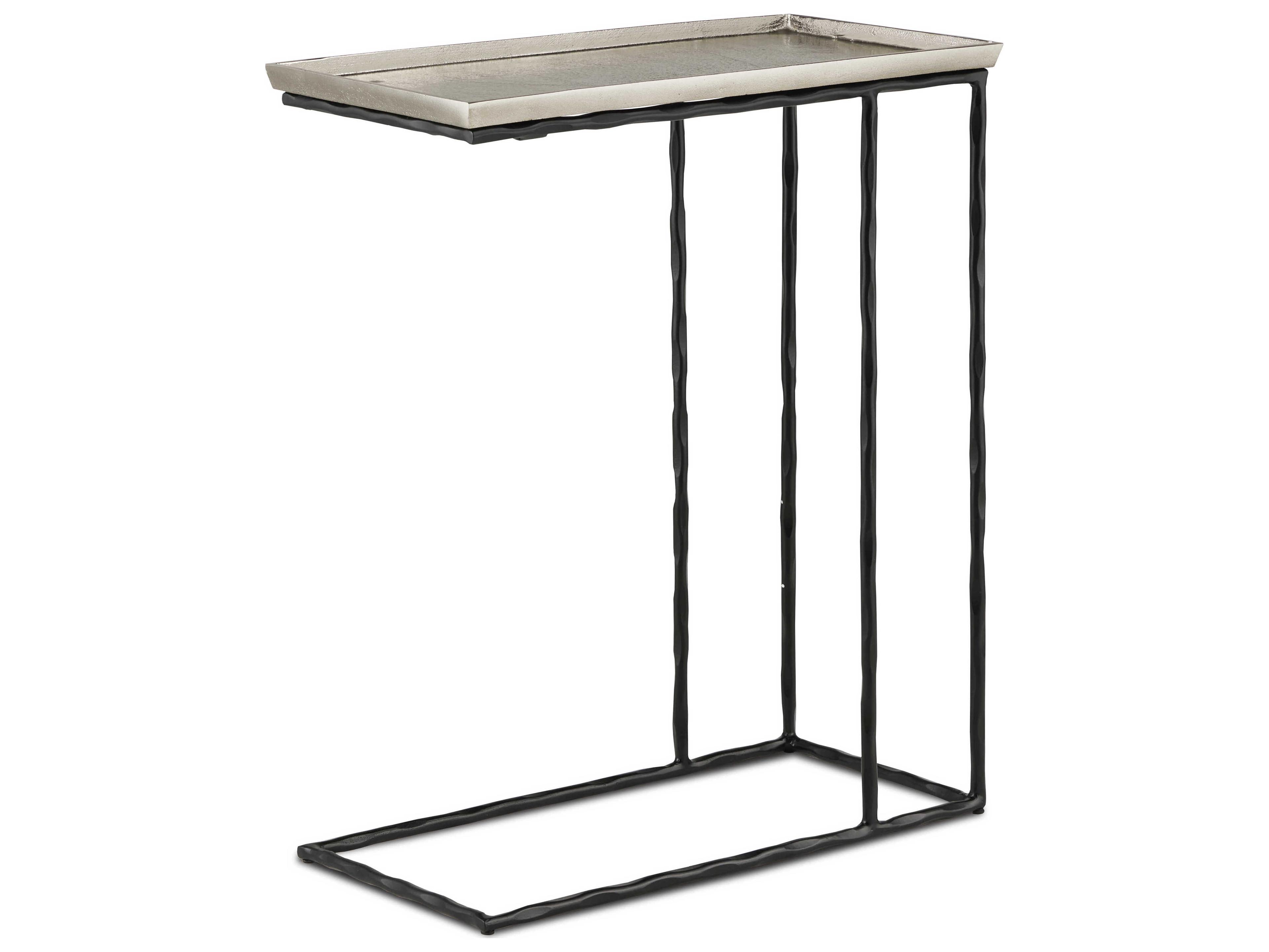Currey & Company Boyles Rectangular Metal Nickel Black End Table