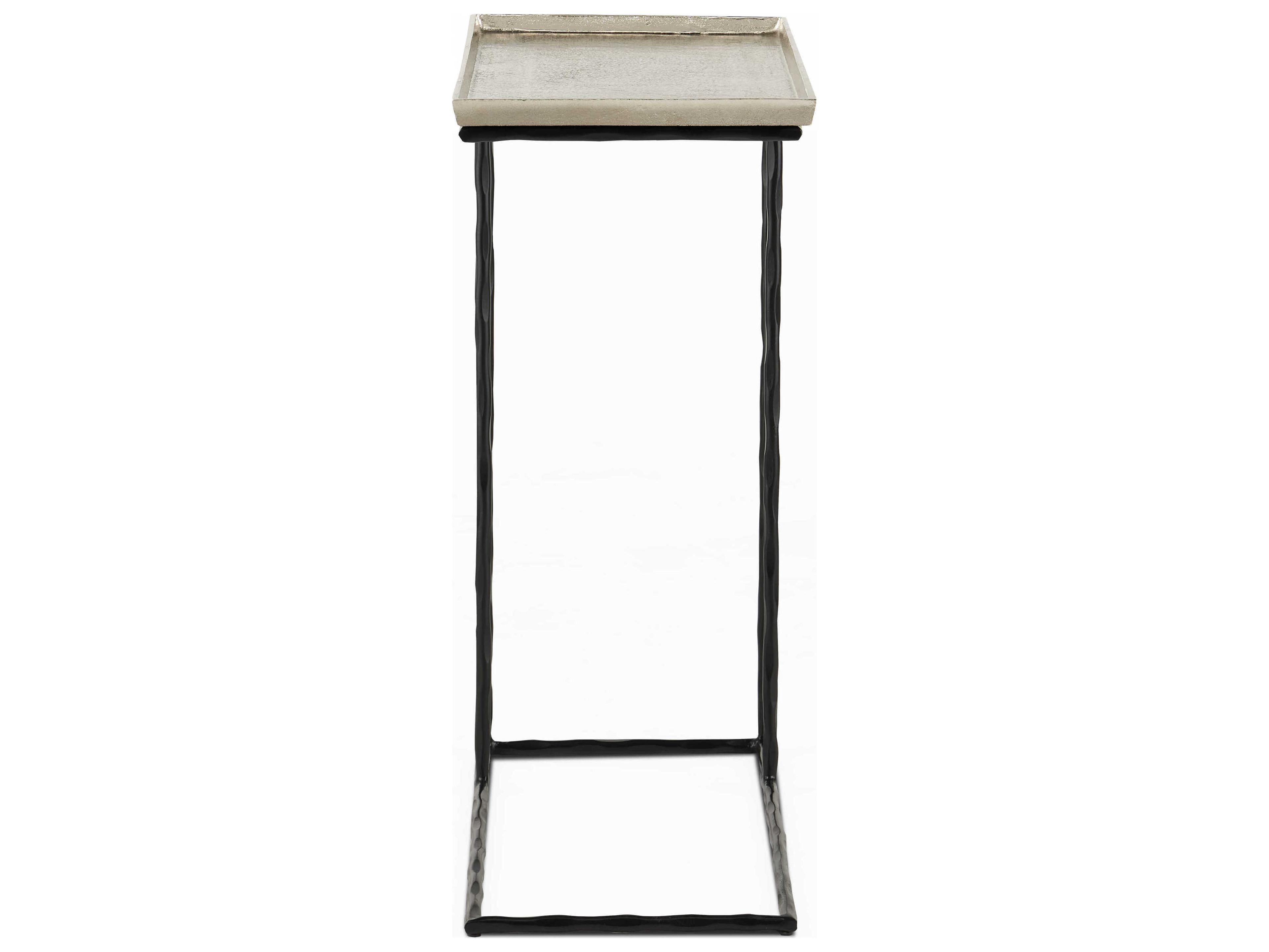 Currey & Company Boyles Rectangular Metal Nickel Black End Table