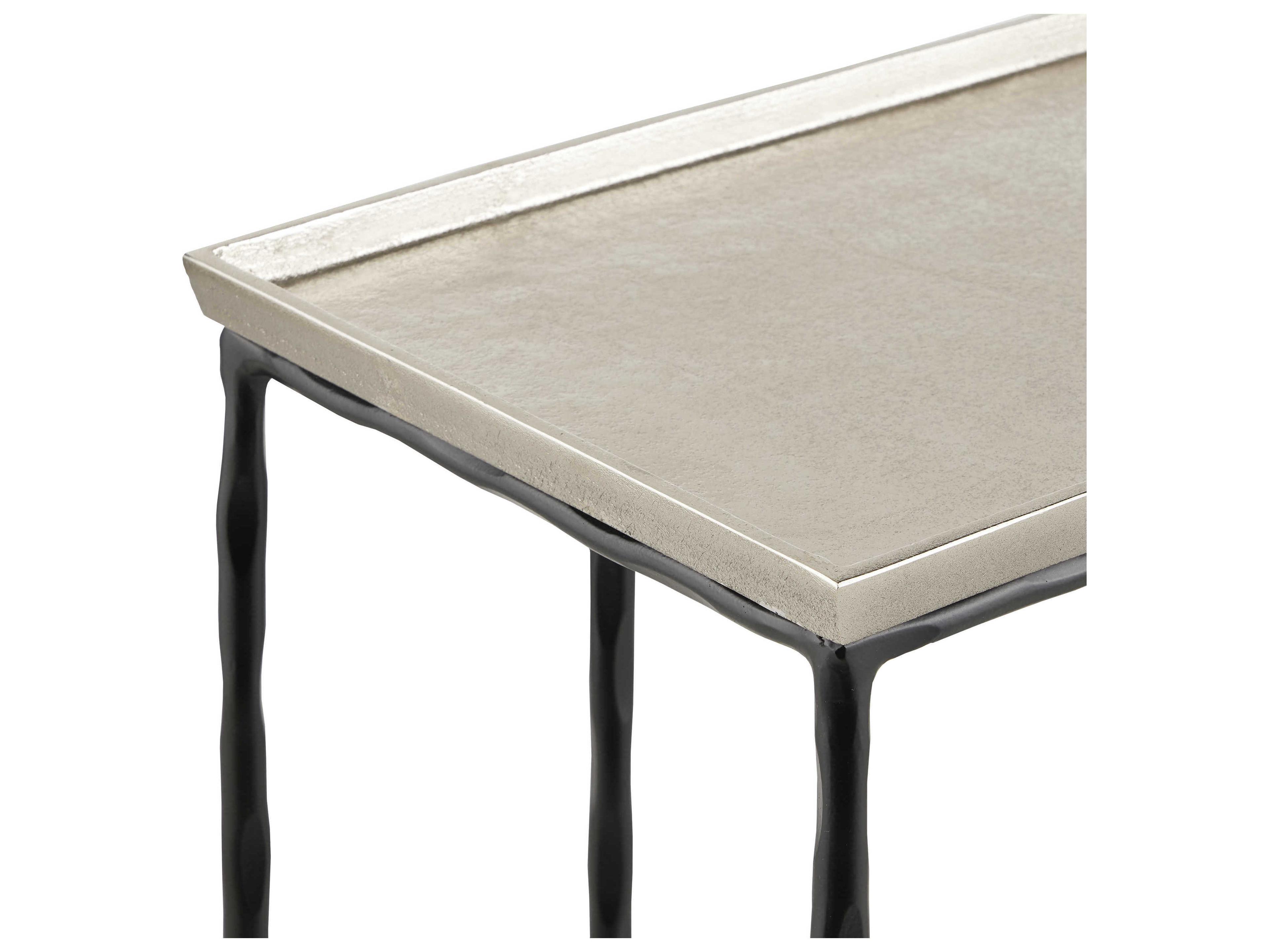 Currey & Company Boyles Rectangular Metal Nickel Black End Table