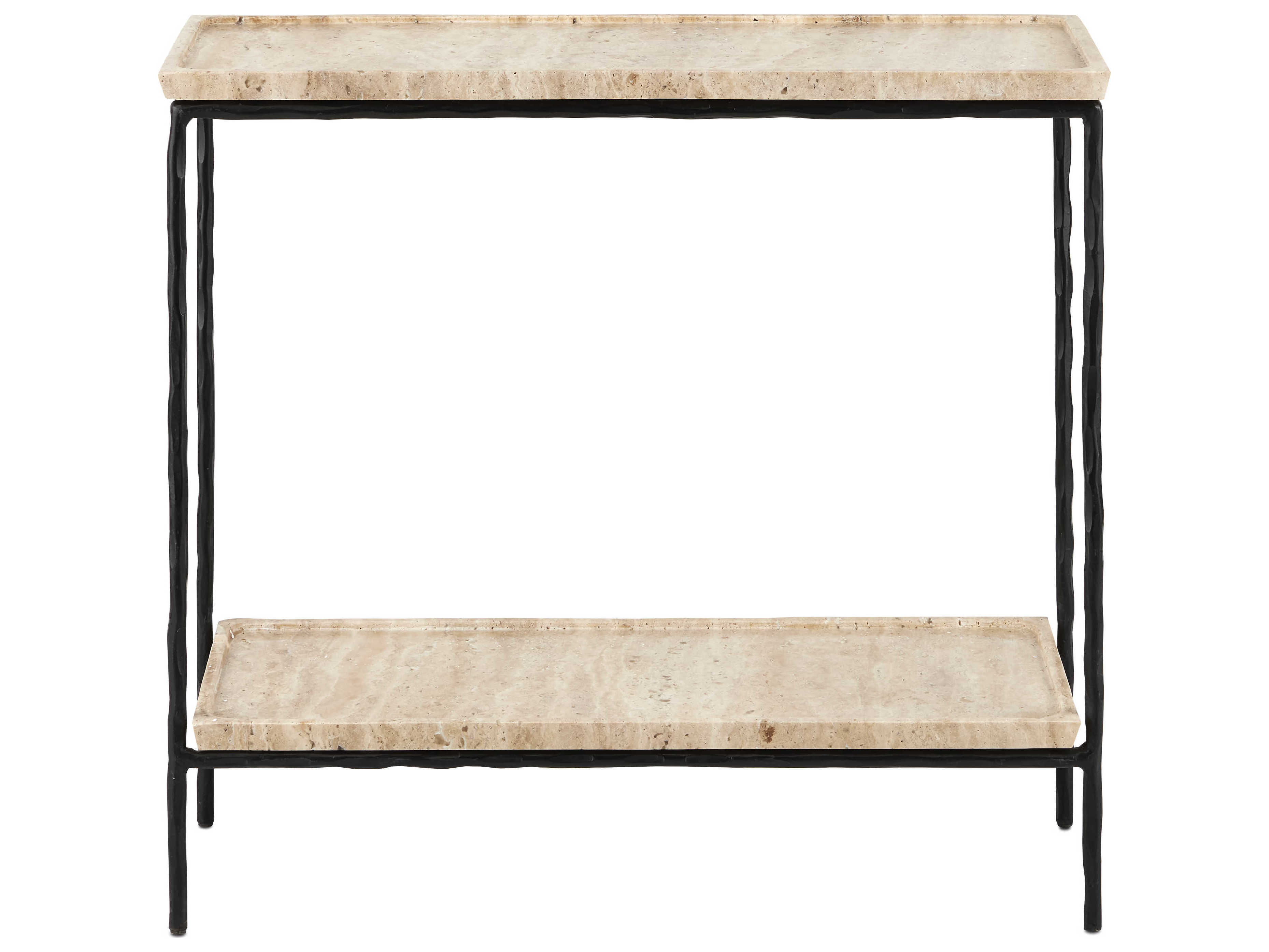 Currey & Company Boyles Rectangular Stone Natural Black End Table