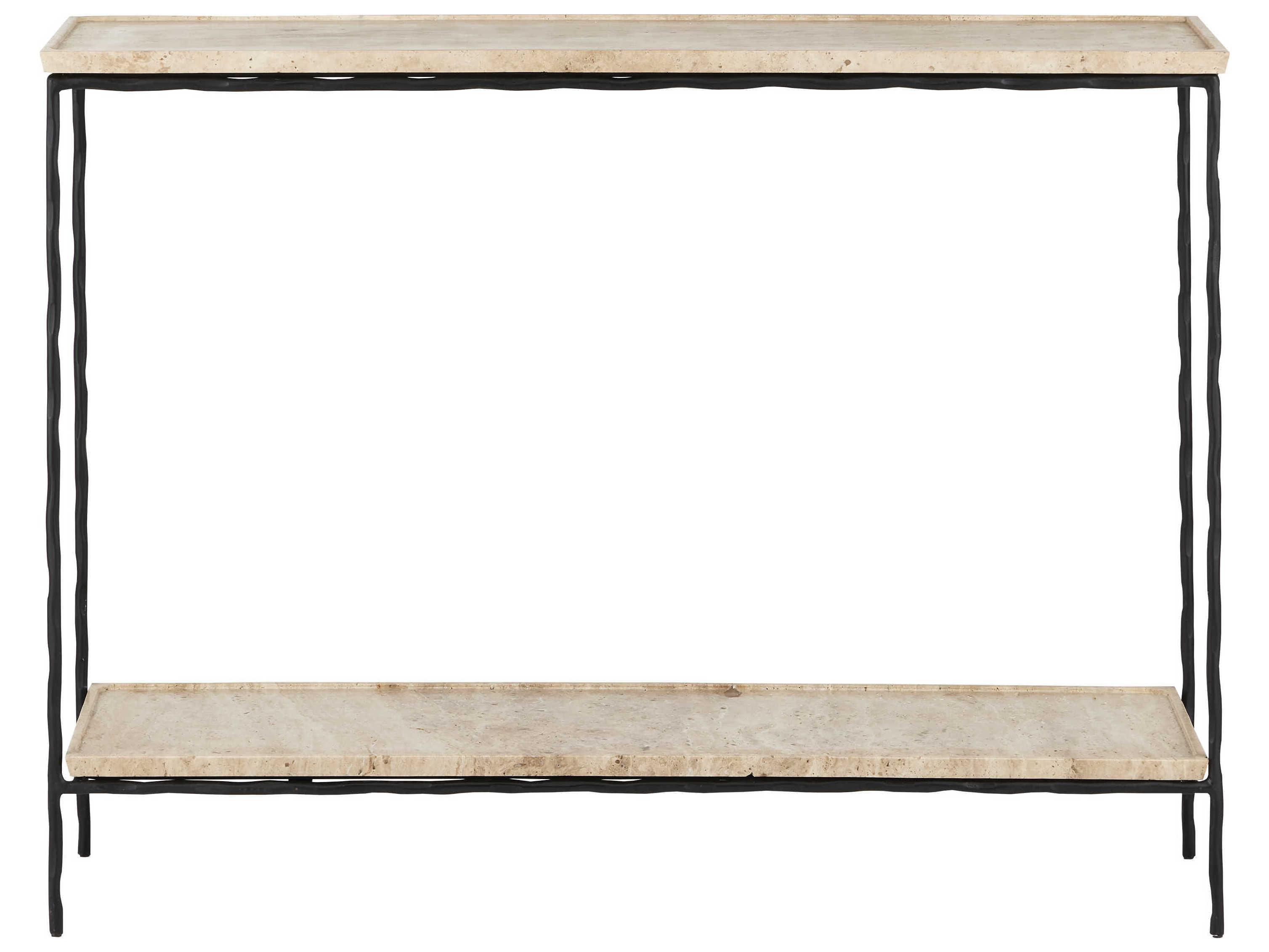 Currey & Company Boyles Rectangular Stone Natural Black Console Table