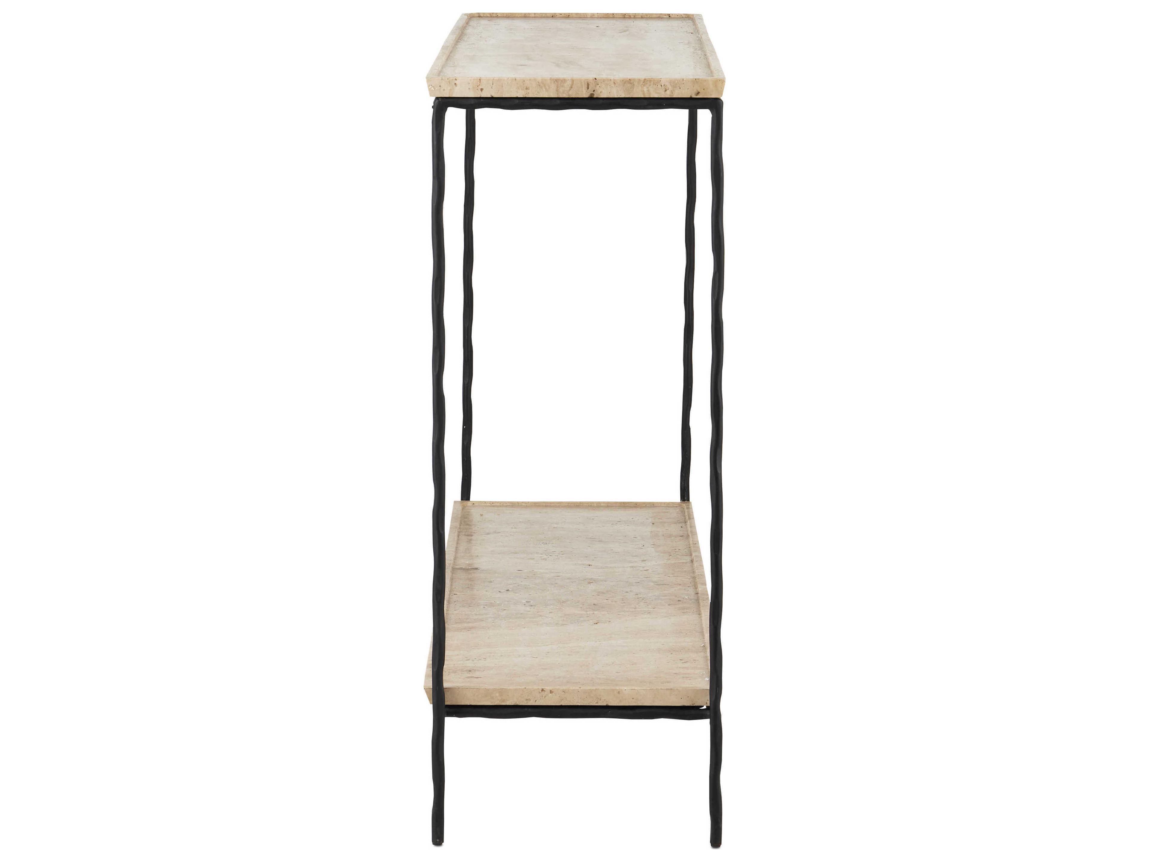 Currey & Company Boyles Rectangular Stone Natural Black Console Table