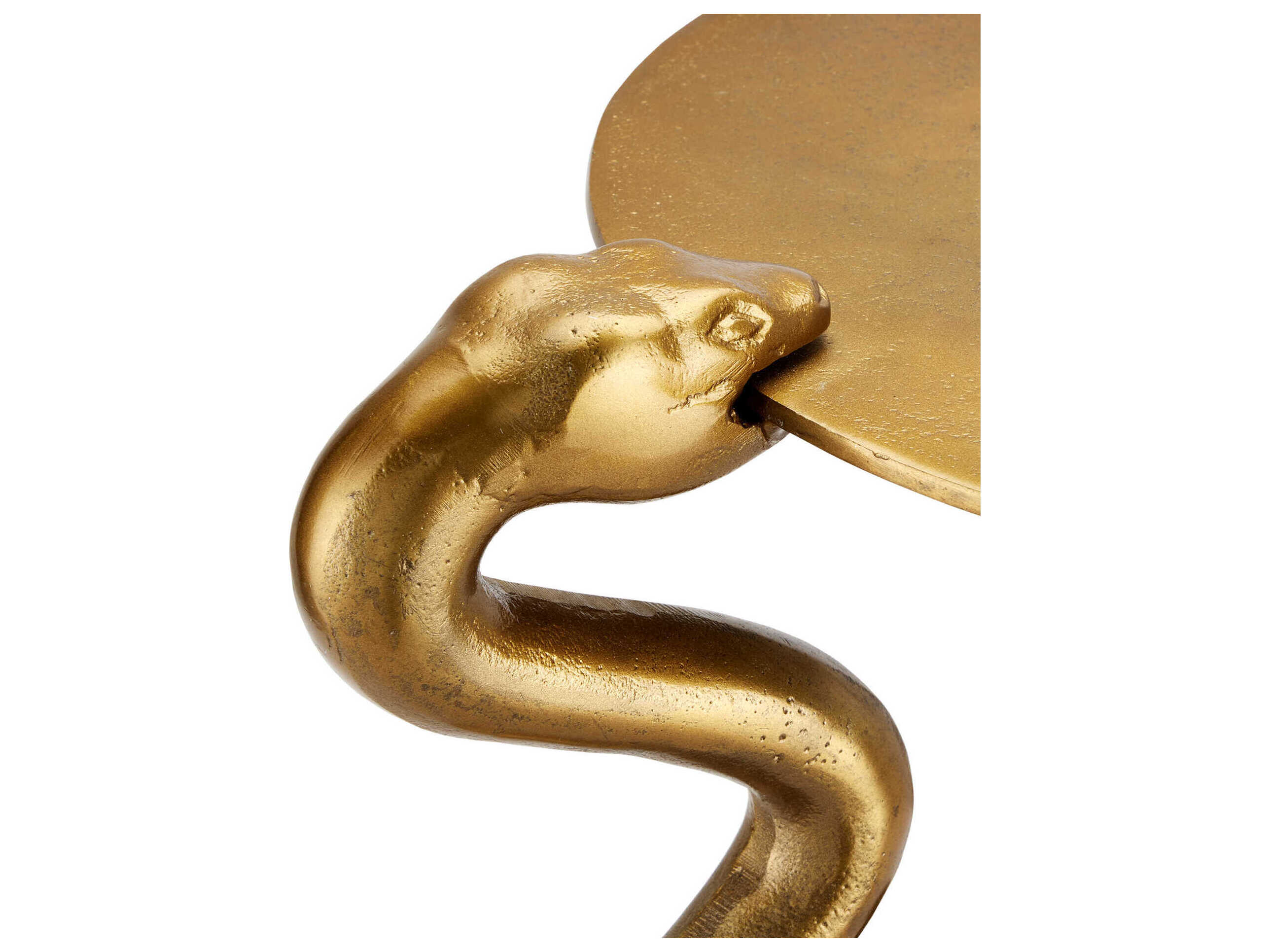 Currey & Company Serpent Round Metal Antique Brass End Table