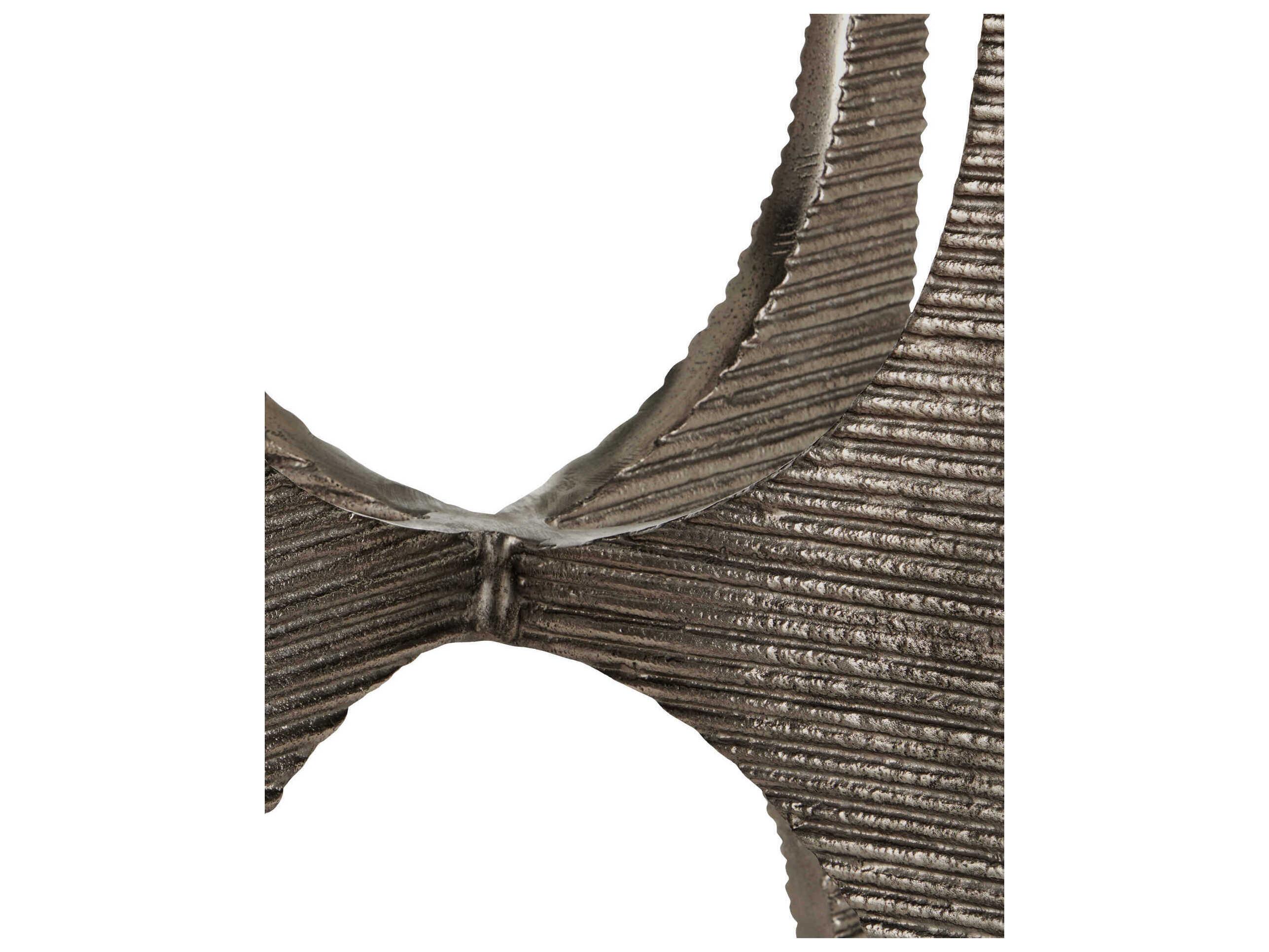 Currey & Company Micha Round Marble Antique Nickel white End Table