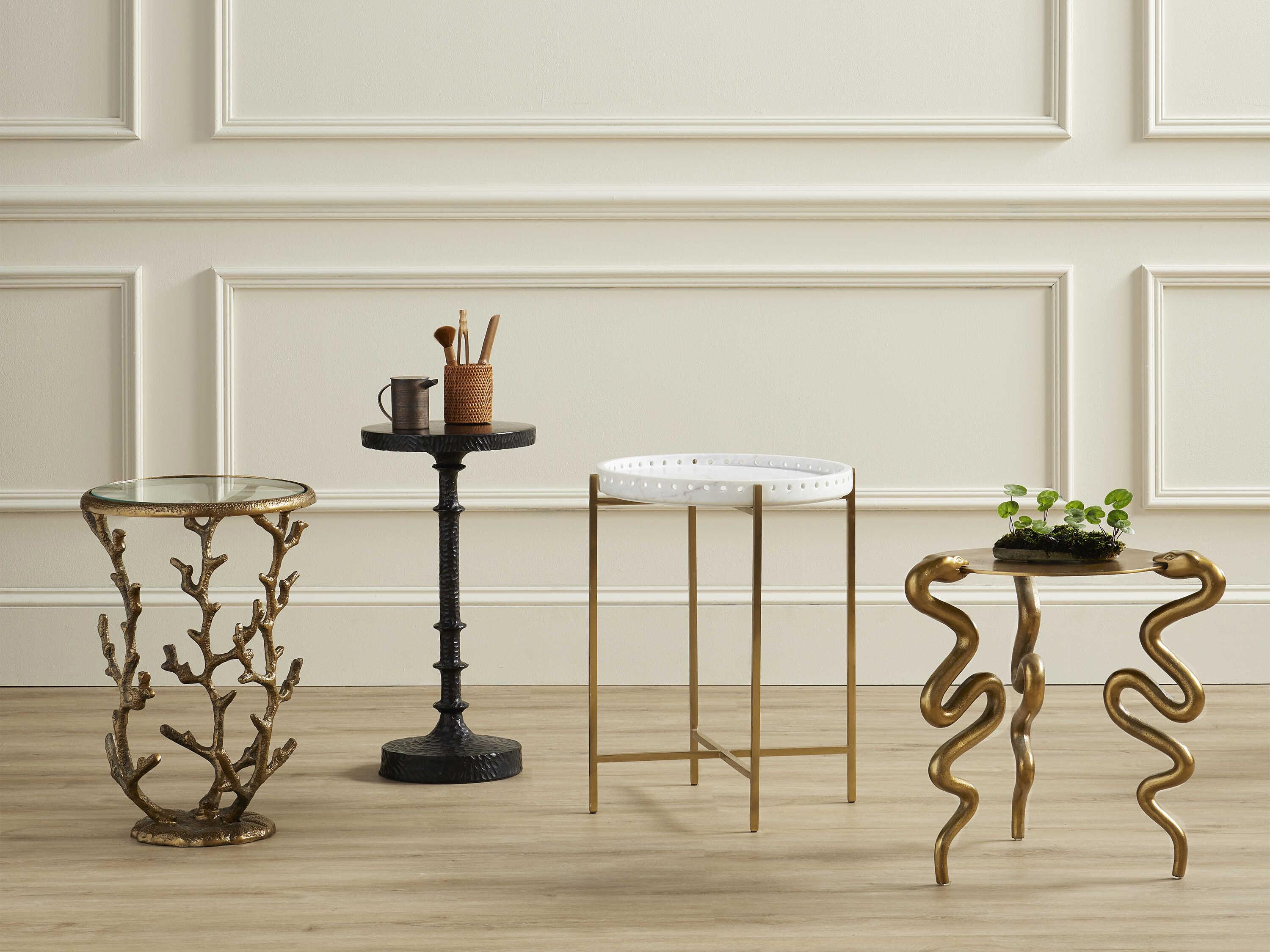 Currey & Company Gallo Round Metal Bronze End Table