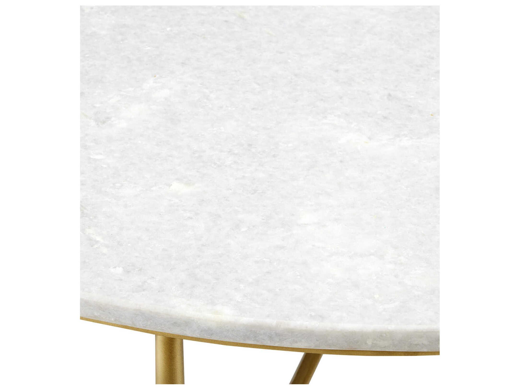 Currey & Company Kira Round Marble White antique Brass Coffee Table