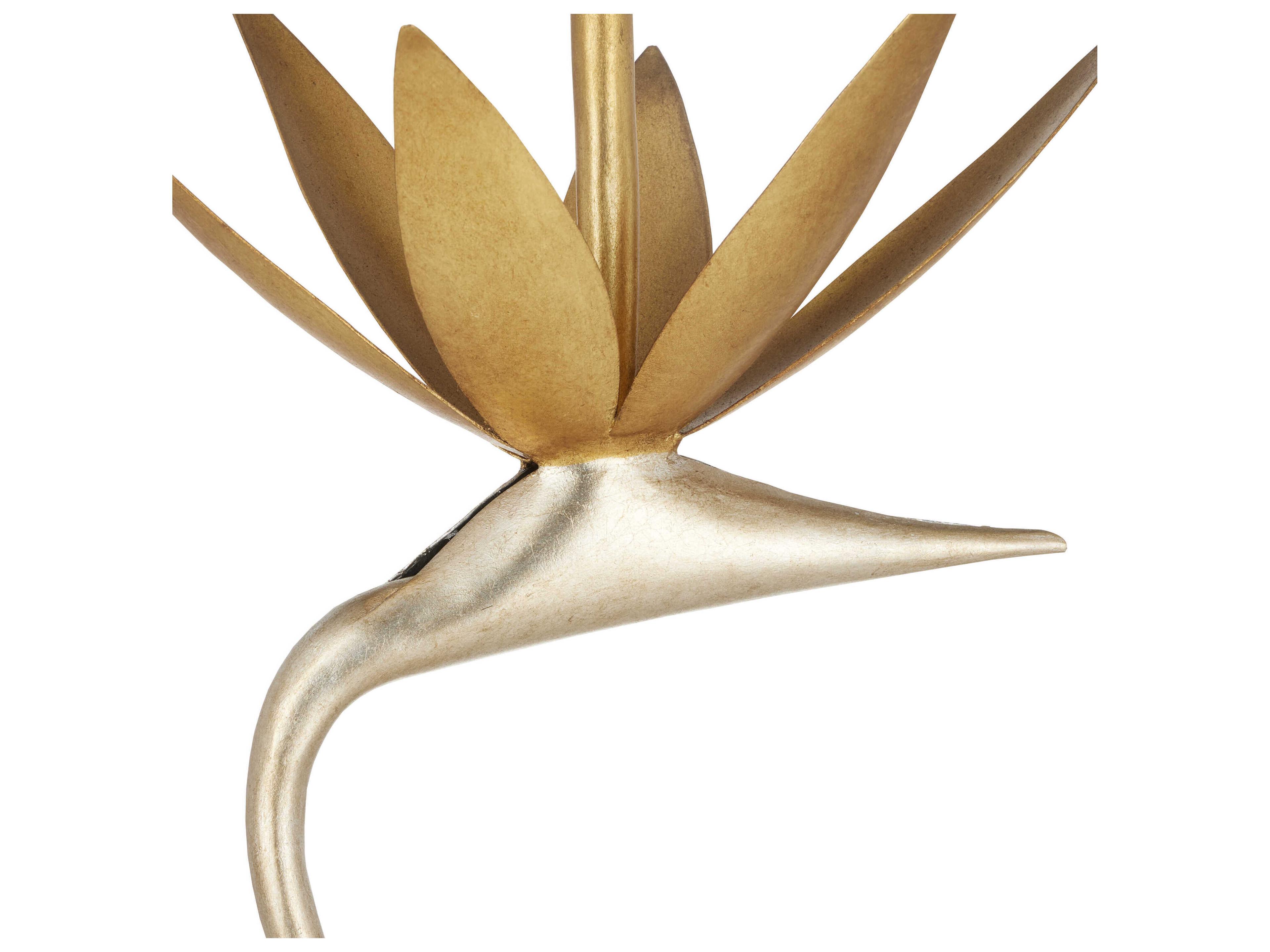 Currey & Company Paradiso Round Glass Contemporary Silver Leaf Gold Clear End Table