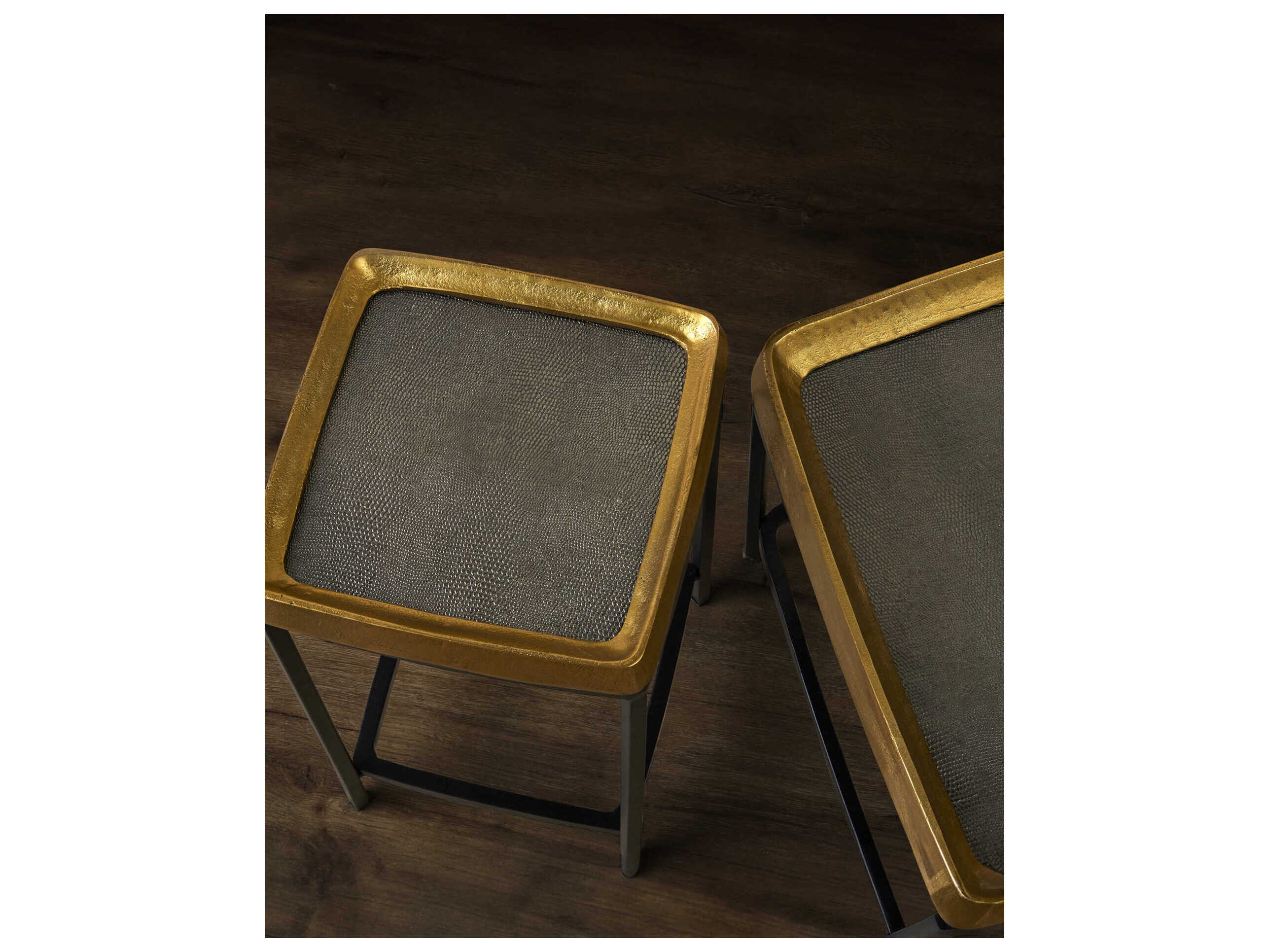 Currey & Company Tanay Rectangular Metal Antique Brass Graphite Black End Table