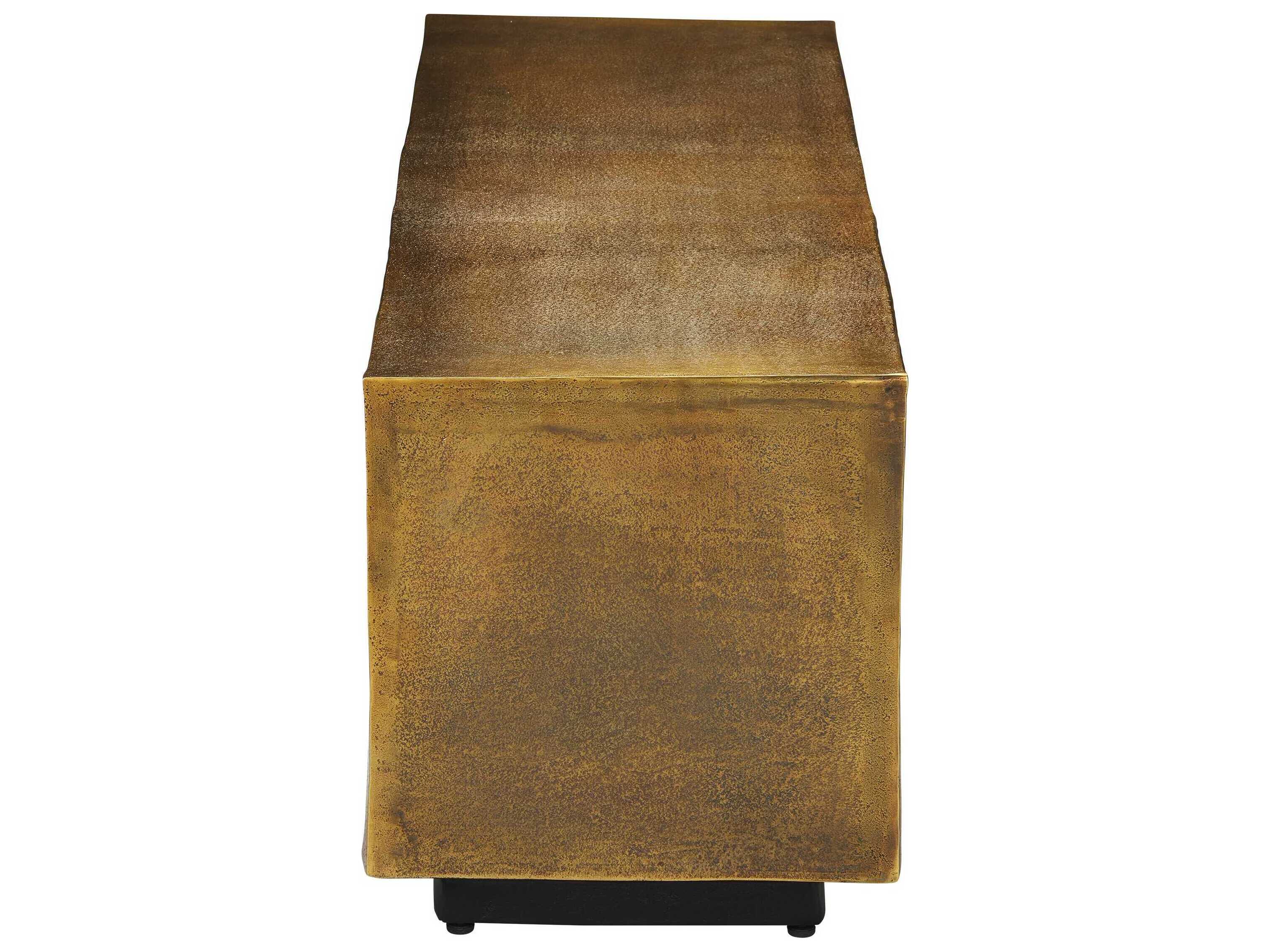 Currey & Company Jahnu Antique Brass Gold Accent Bench