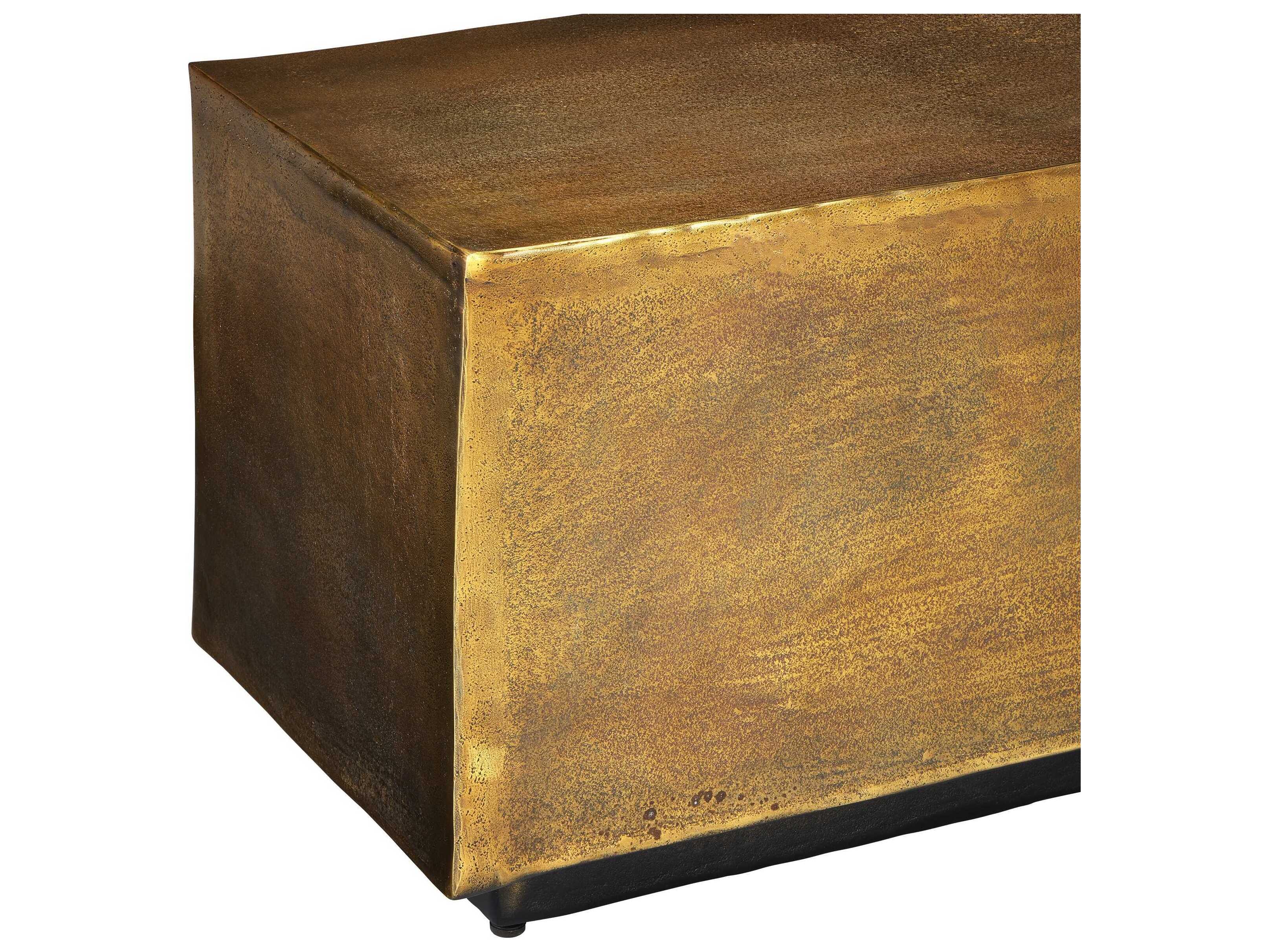 Currey & Company Jahnu Antique Brass Gold Accent Bench