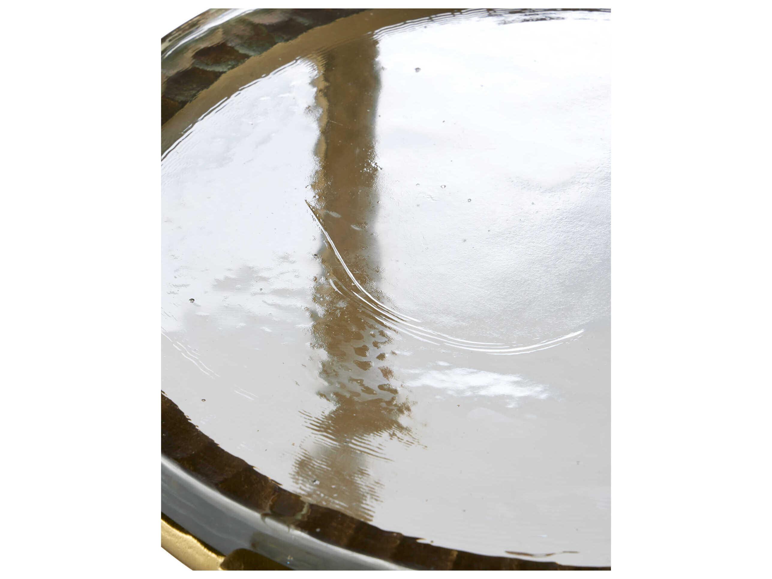 Currey & Company Acea Round Glass Gold Clear End Table