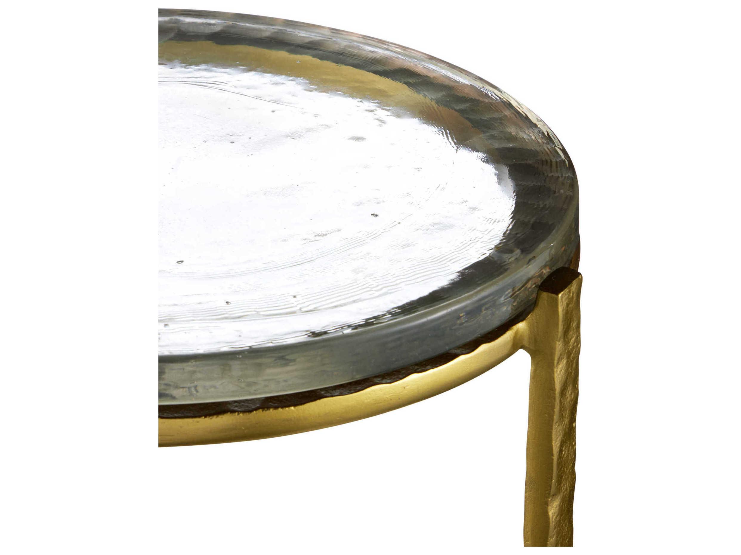Currey & Company Acea Round Glass Gold Clear End Table