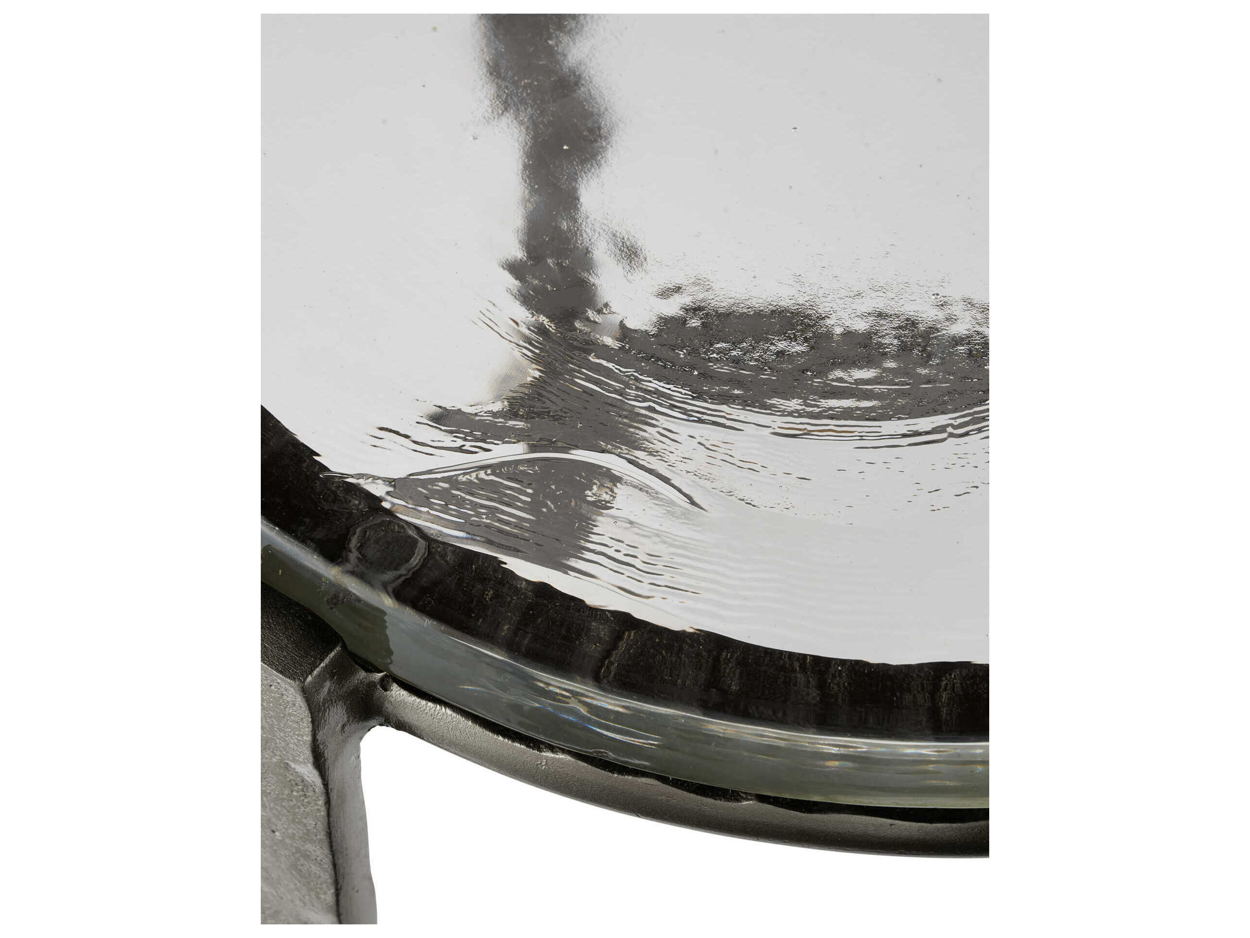 Currey & Company Acea Round Glass Graphite Clear End Table