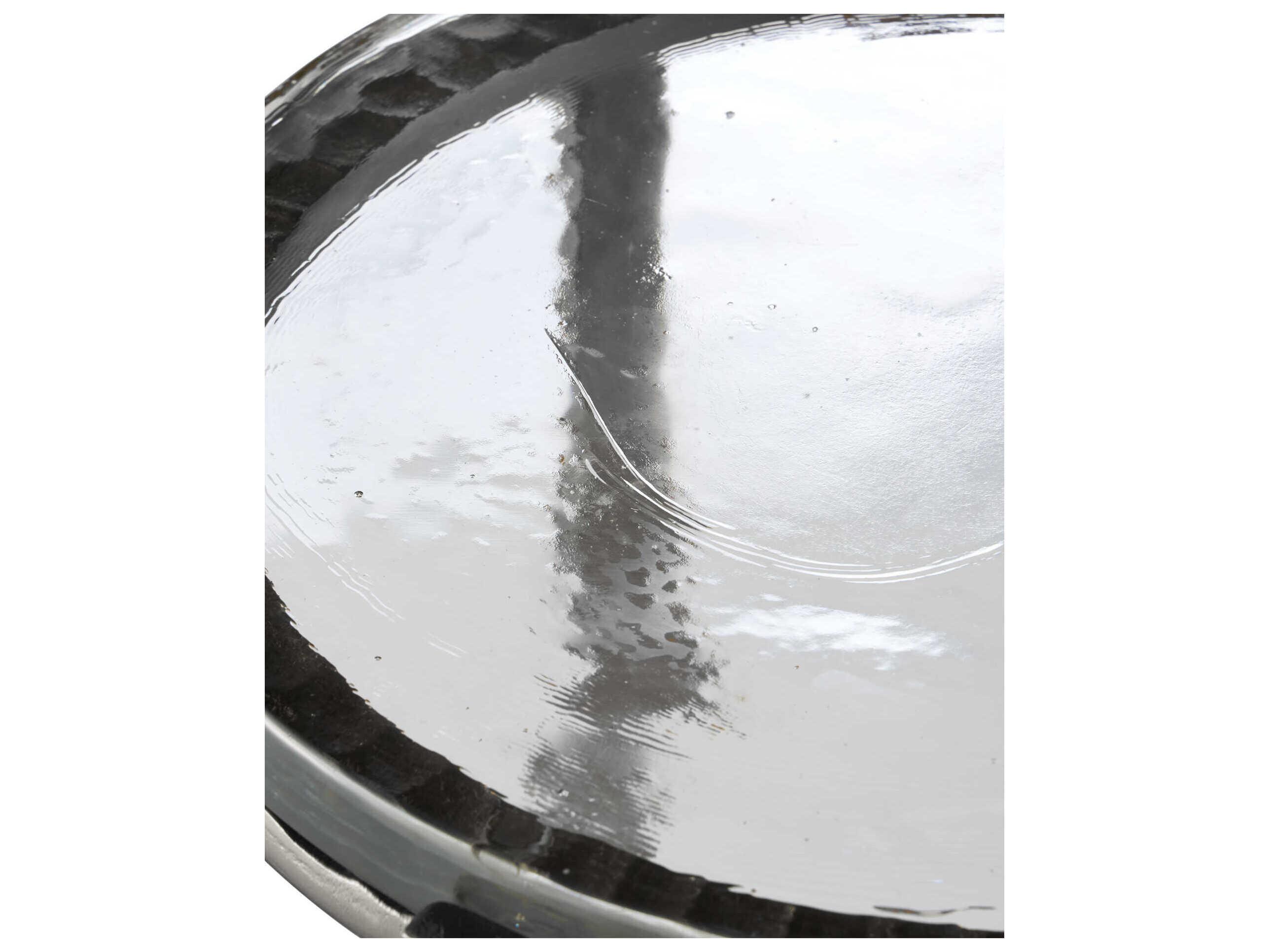 Currey & Company Acea Round Glass Graphite Clear End Table