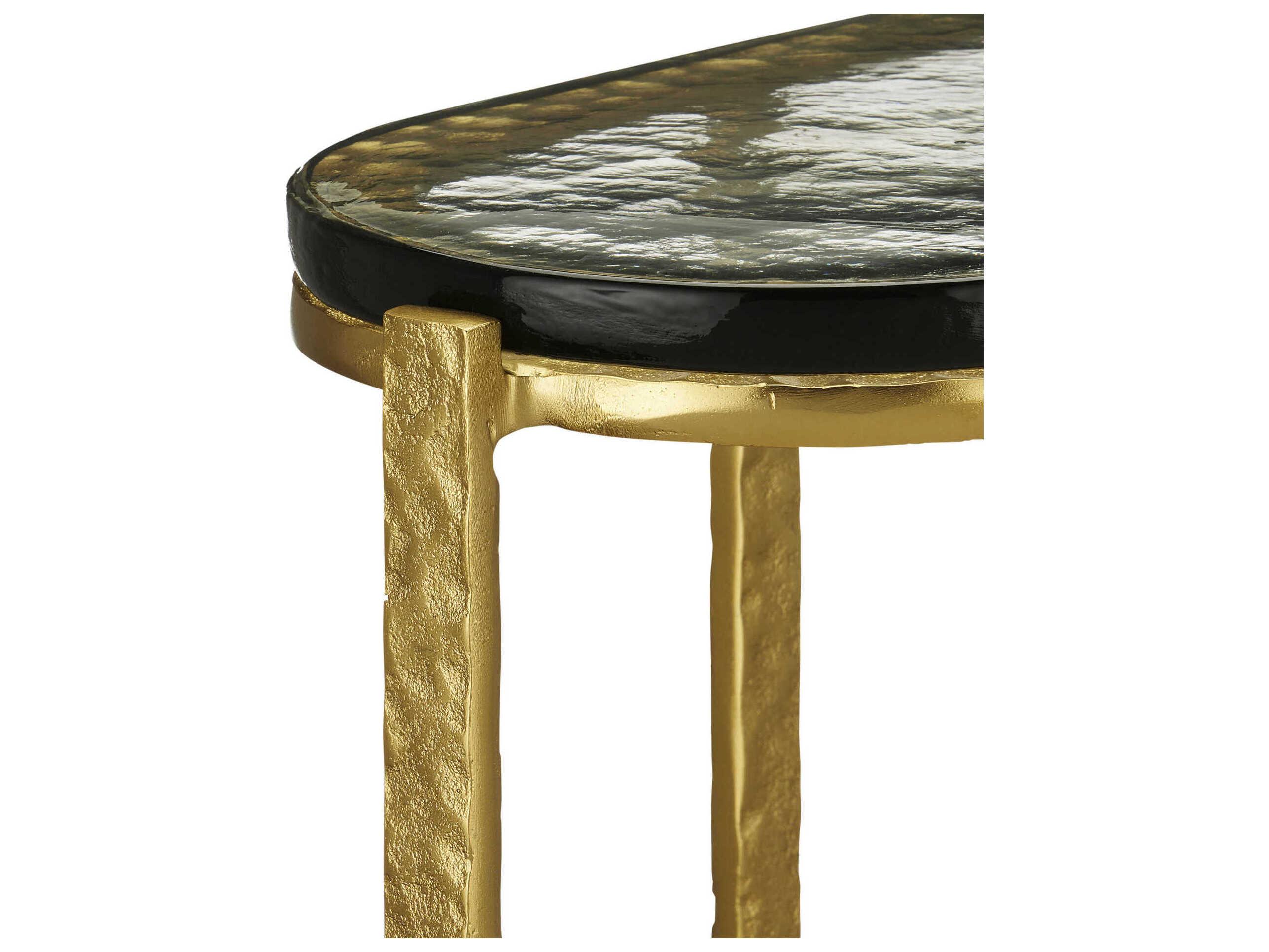 Currey & Company Acea Oval Glass Gold Clear End Table