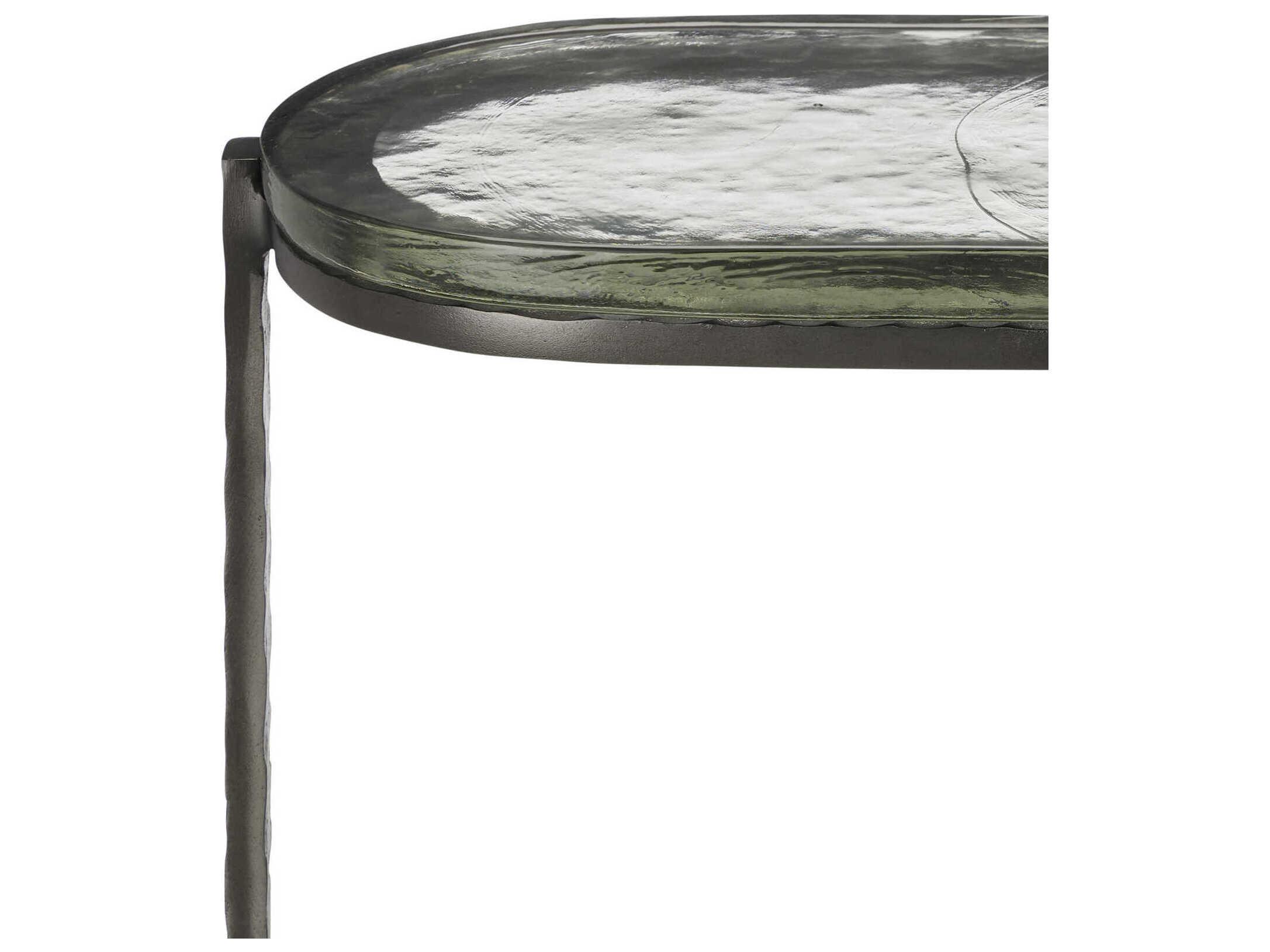Currey & Company Acea Oval Glass Graphite Clear End Table