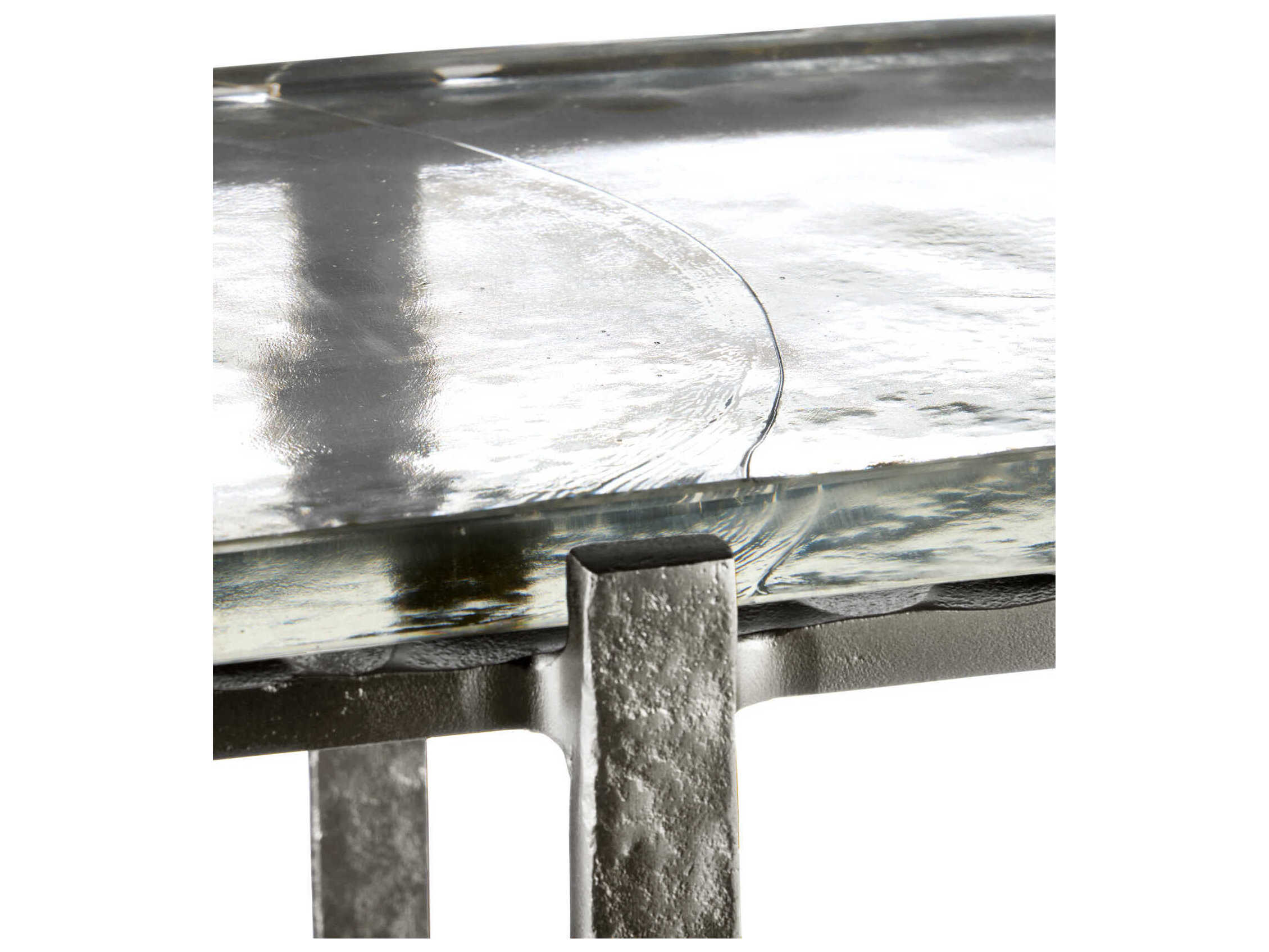 Currey & Company Acea Oval Glass Graphite Clear End Table