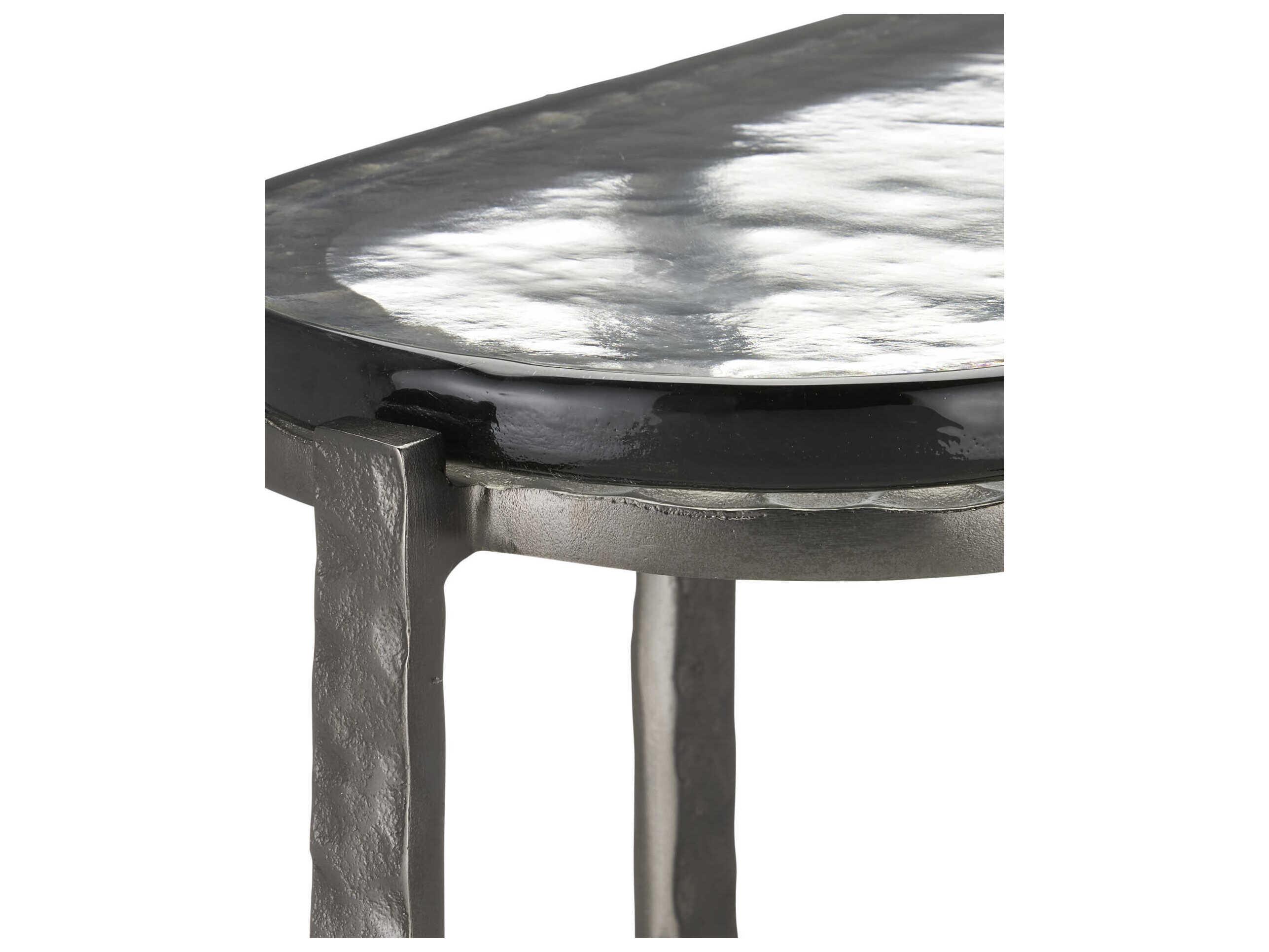 Currey & Company Acea Oval Glass Graphite Clear End Table