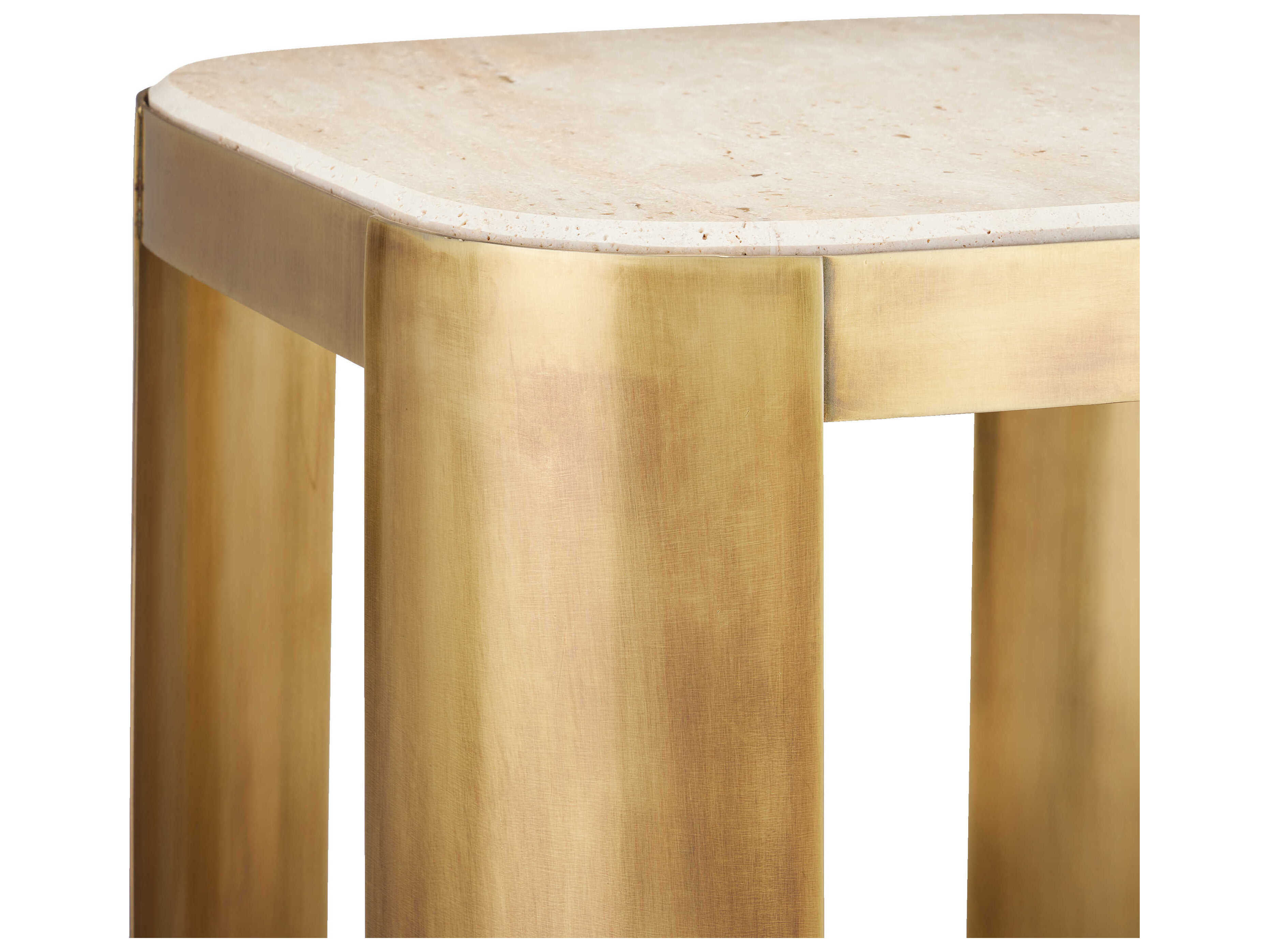 Currey & Company Sev Square Stone Natural Gold End Table