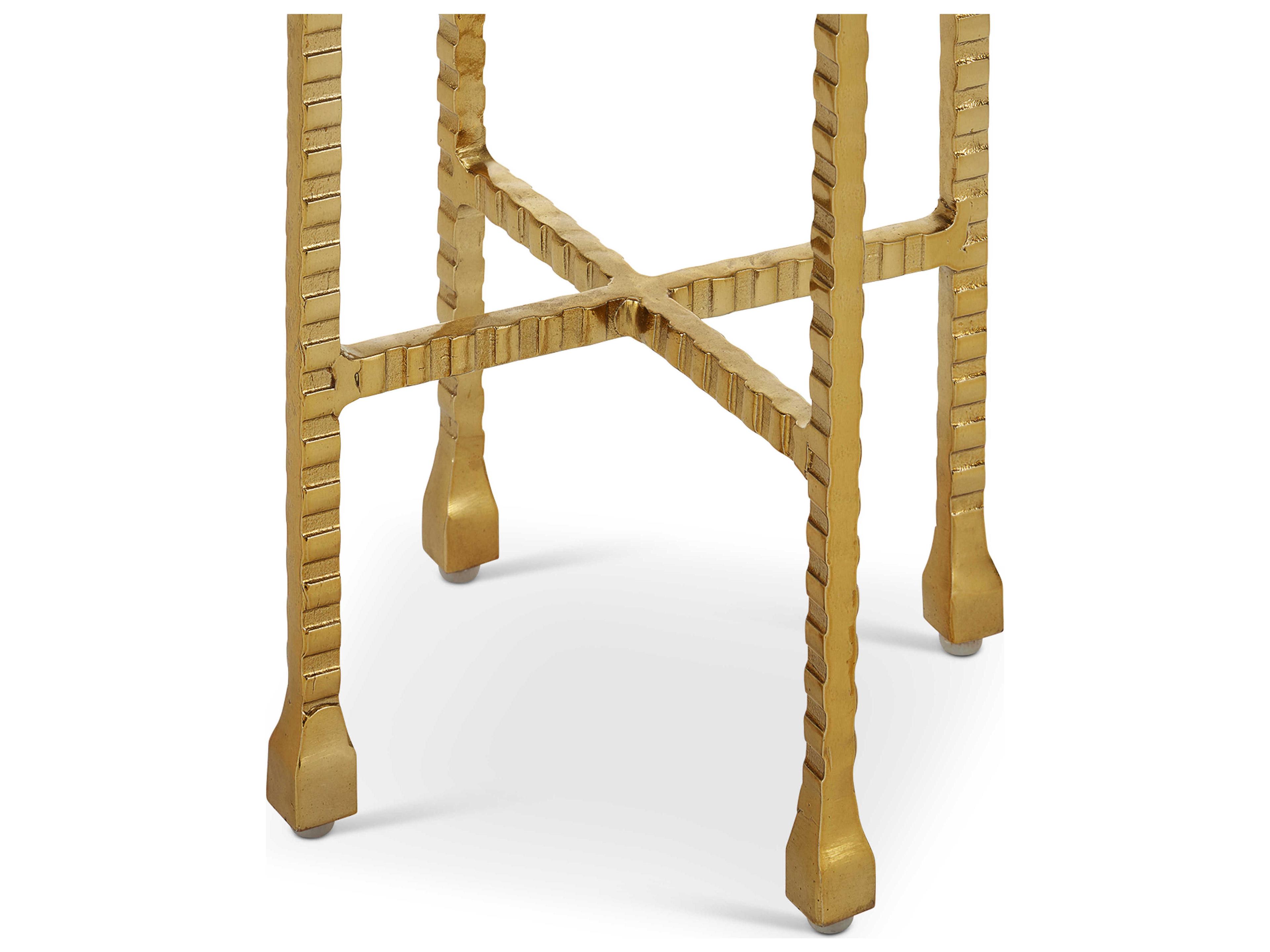 Currey & Company Flying 9" Square Stone Natural Gold End Table