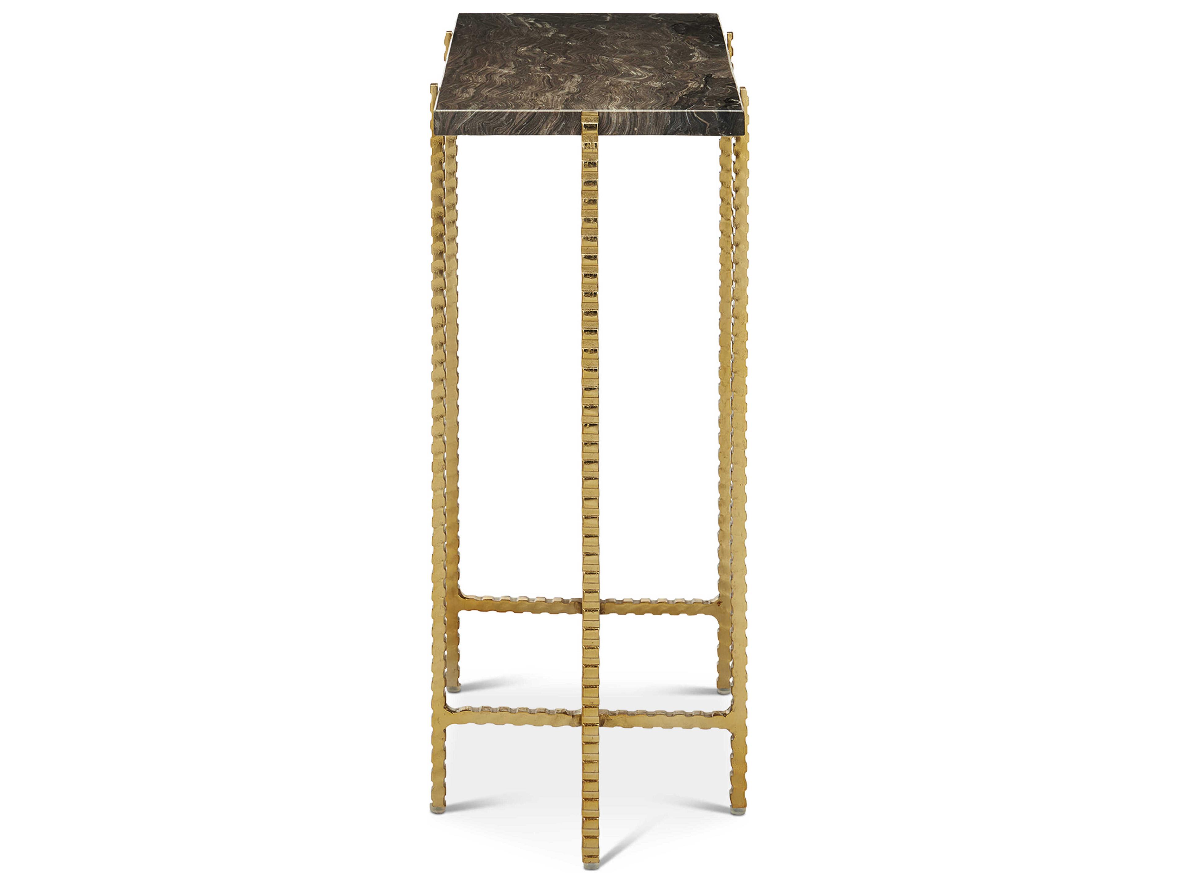 Currey & Company Flying Rectangular Stone Natural Gold End Table
