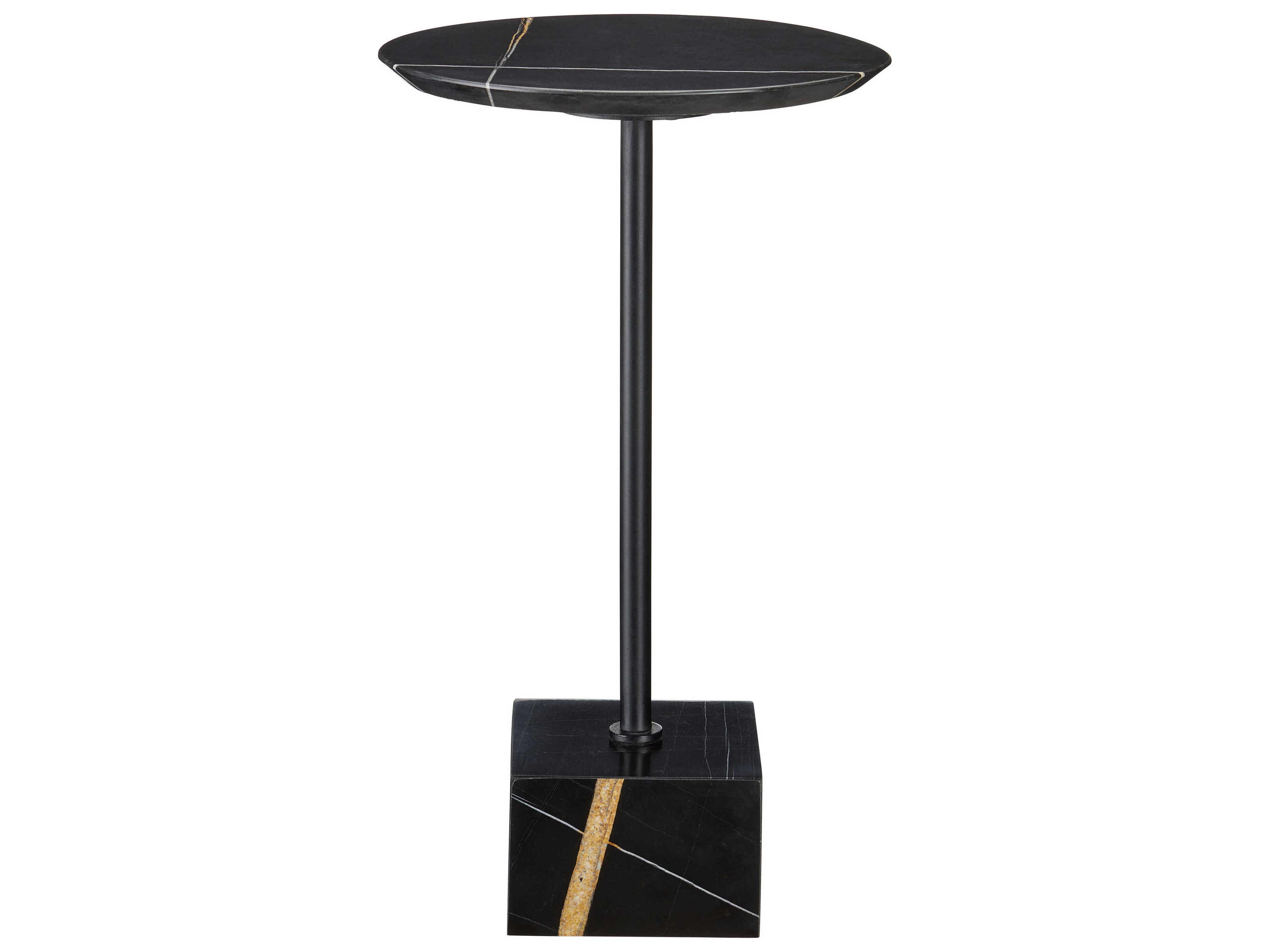 Currey & Company Prado Round Marble Natural Black End Table