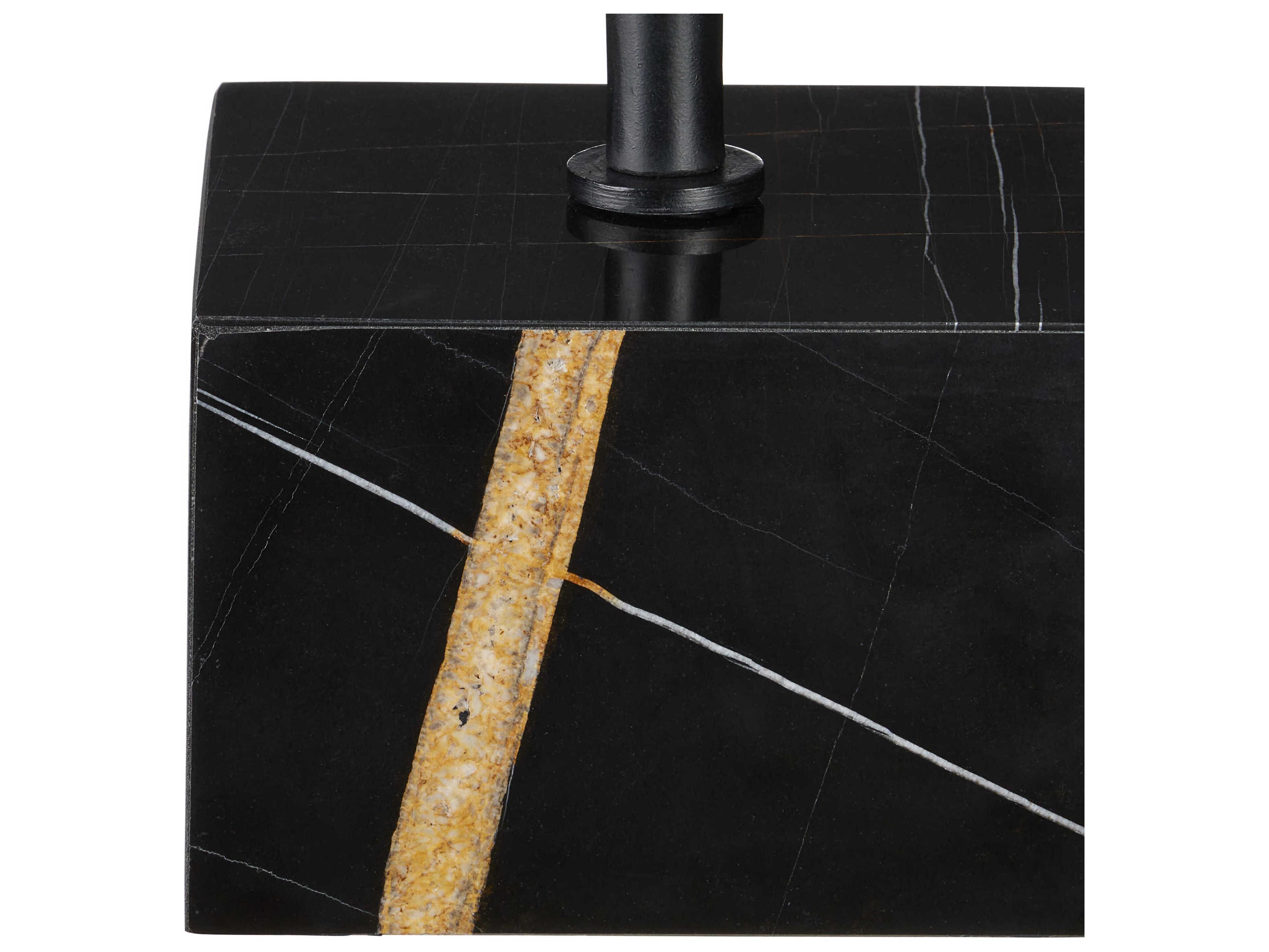 Currey & Company Prado Round Marble Natural Black End Table