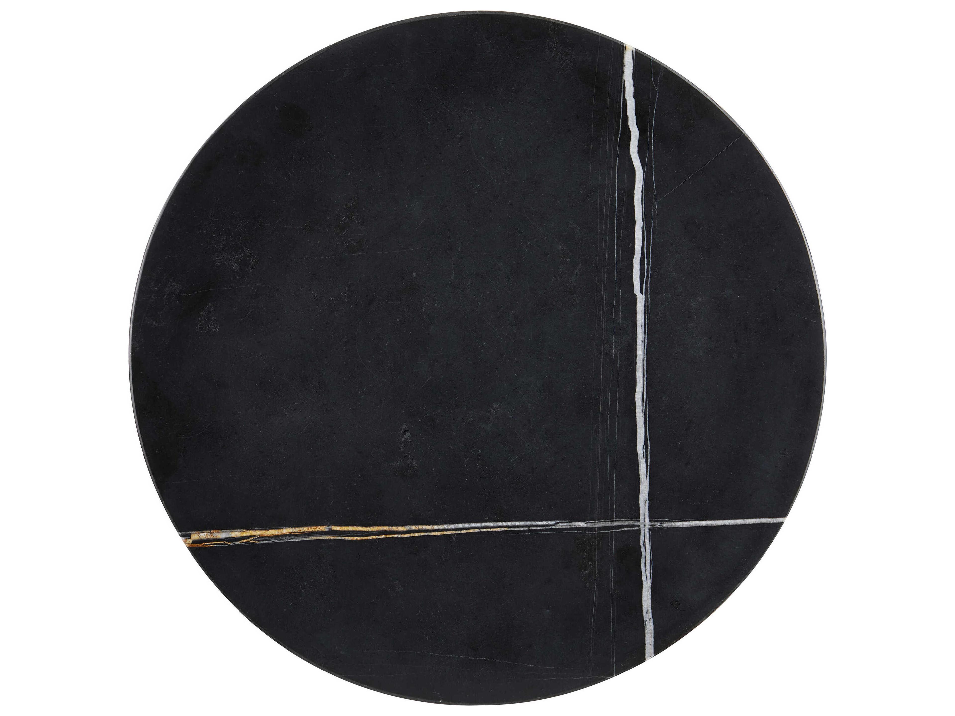 Currey & Company Prado Round Marble Natural Black End Table